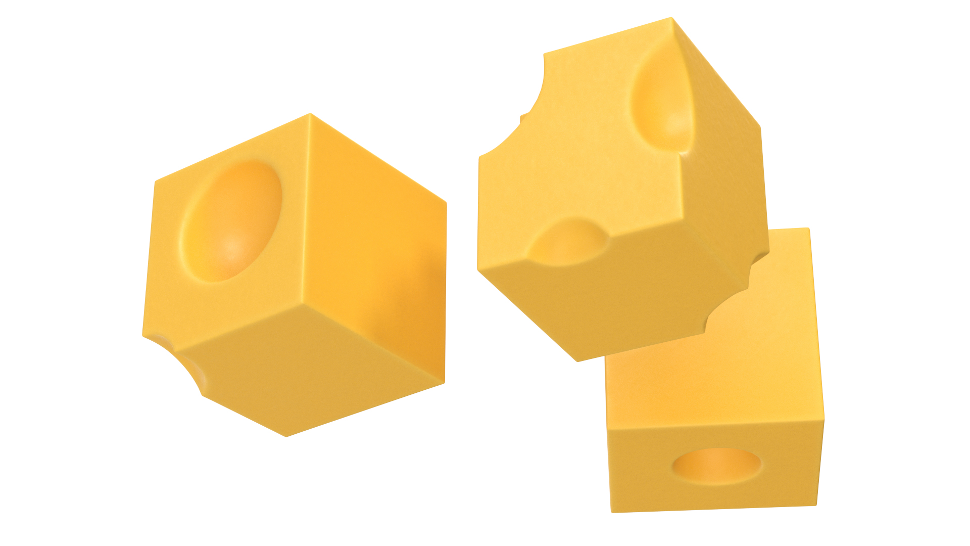 3D model Cartoon Cubes of Yellow Cheese