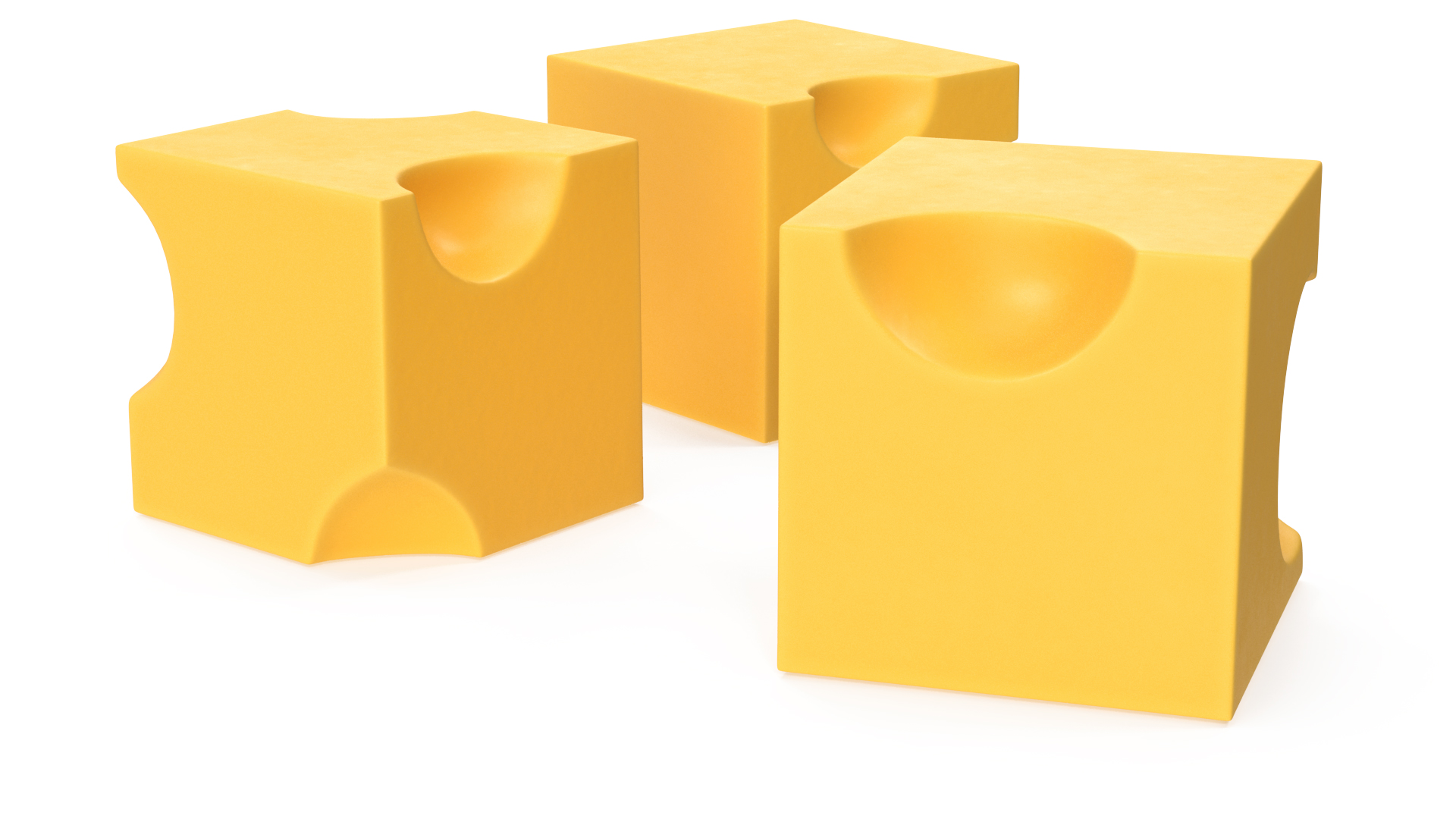 3D model Cartoon Cubes of Yellow Cheese