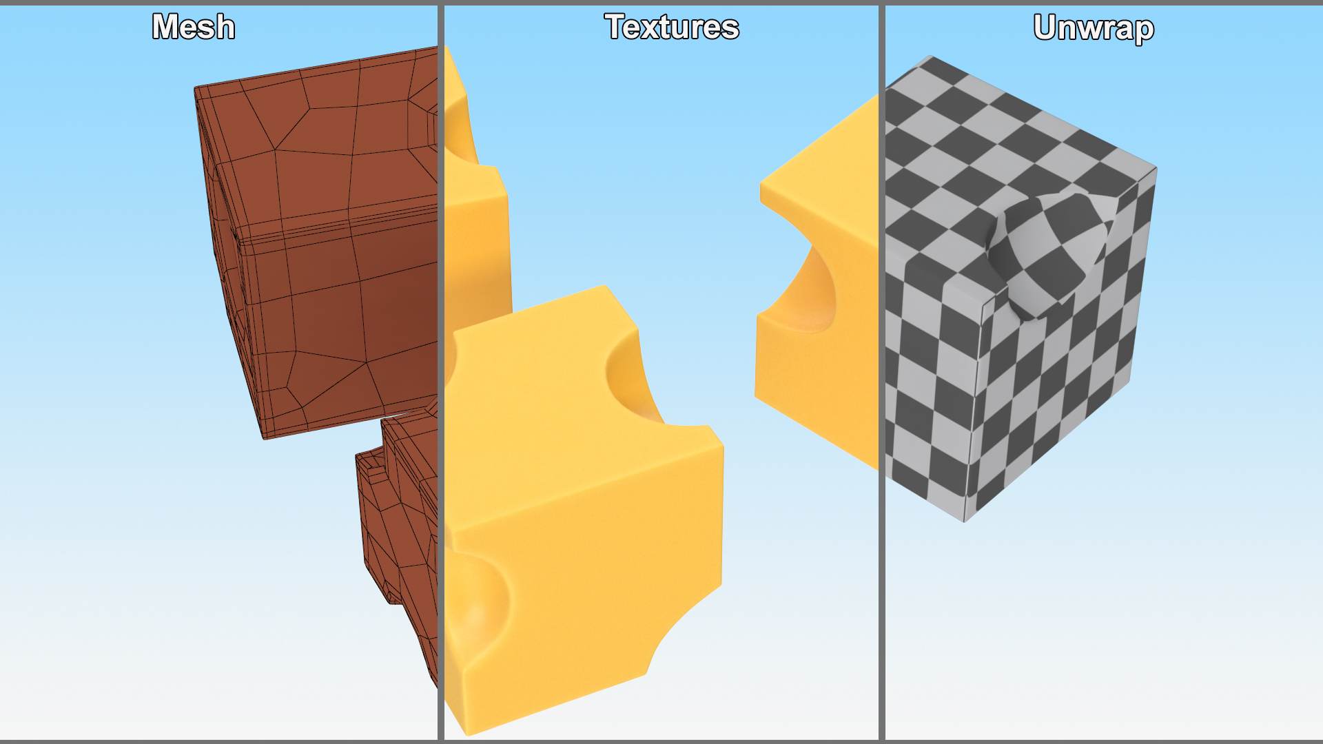 3D model Cartoon Cubes of Yellow Cheese