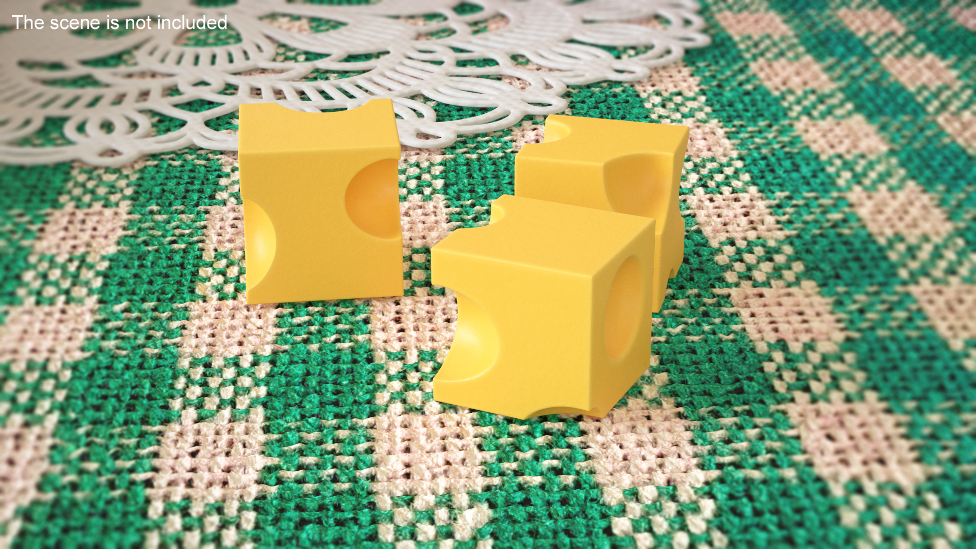 3D model Cartoon Cubes of Yellow Cheese