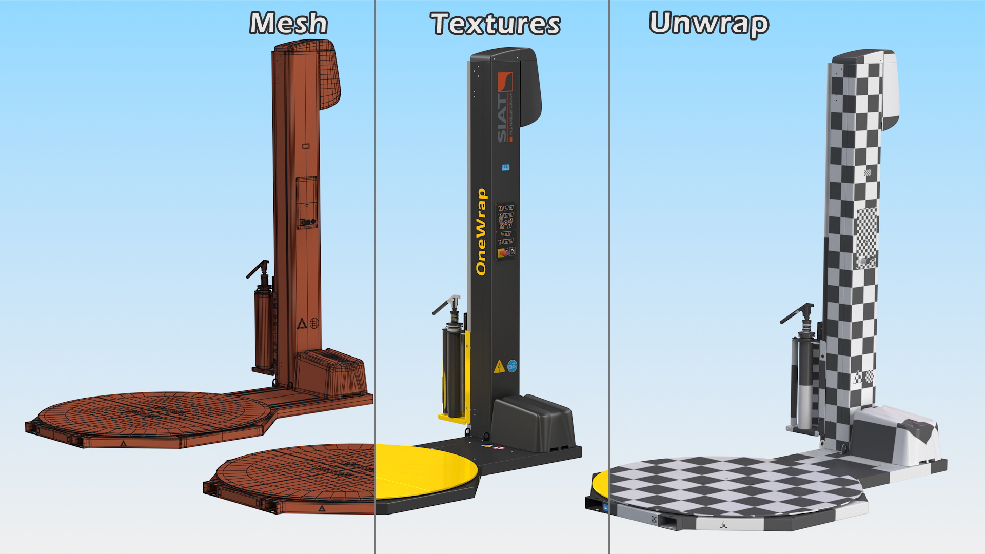 3D model ONEWRAP Semi Automatic Stretch Pallet Wrapper