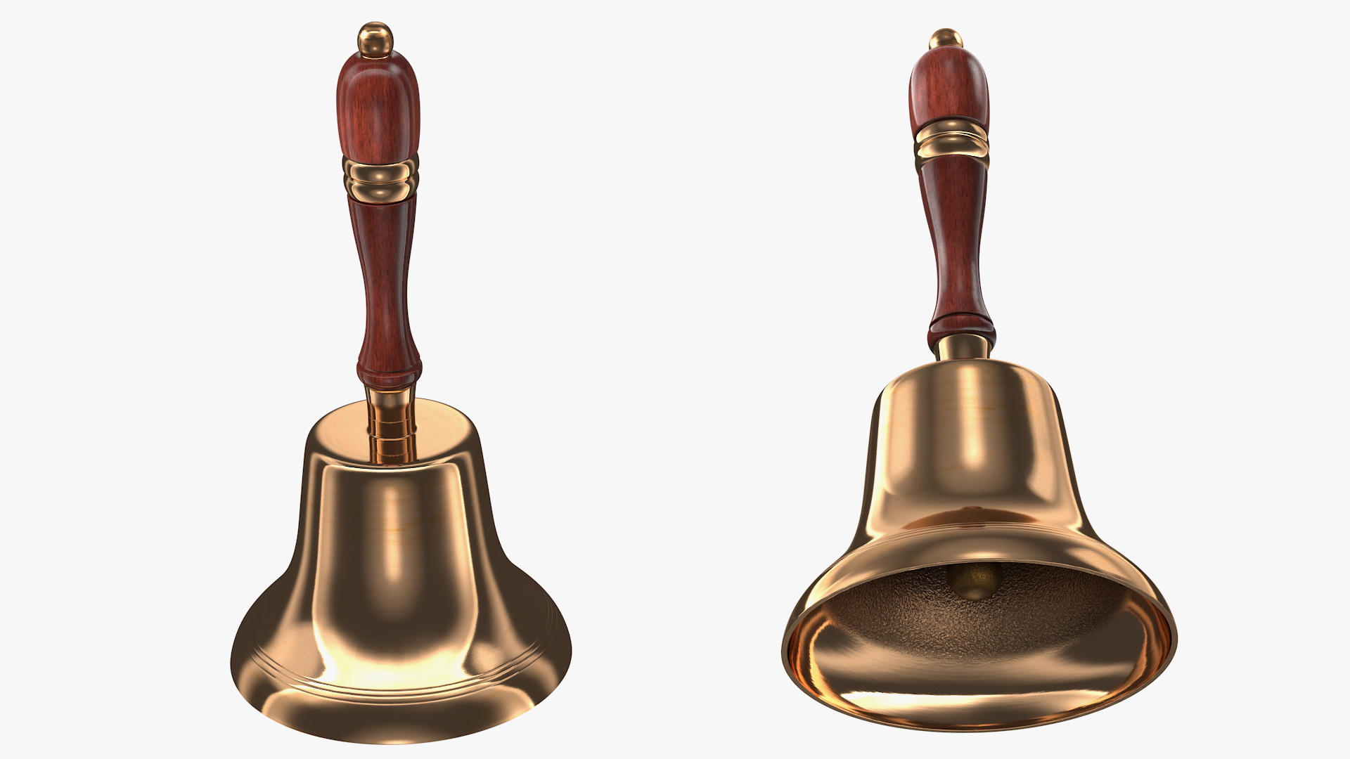 3D Brass Altar Bell with Wood Handle model