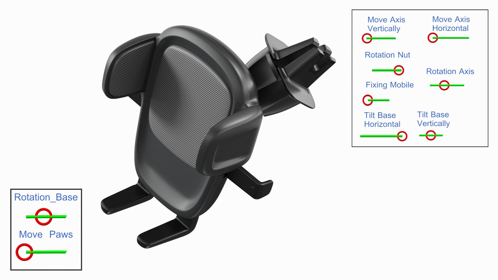 Air Vent Car Phone Holder Rigged 3D