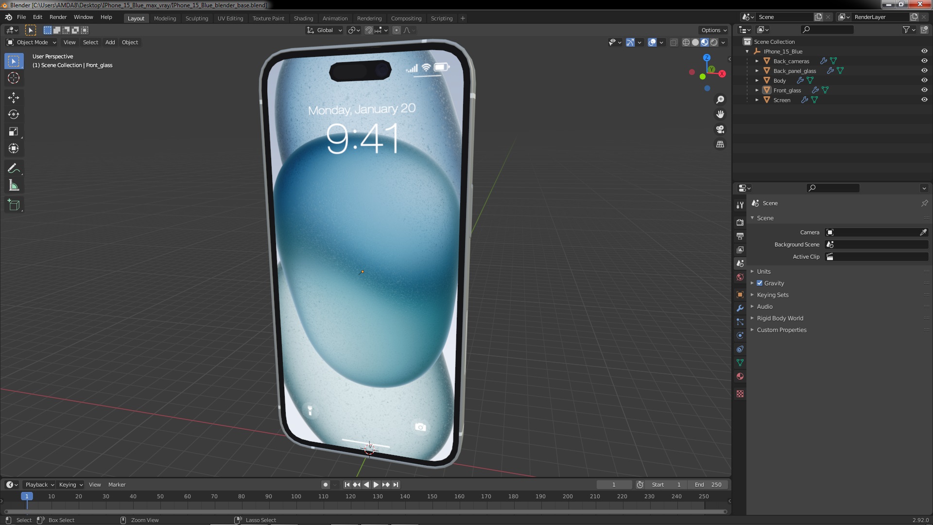 IPhone 15 Blue 3D model