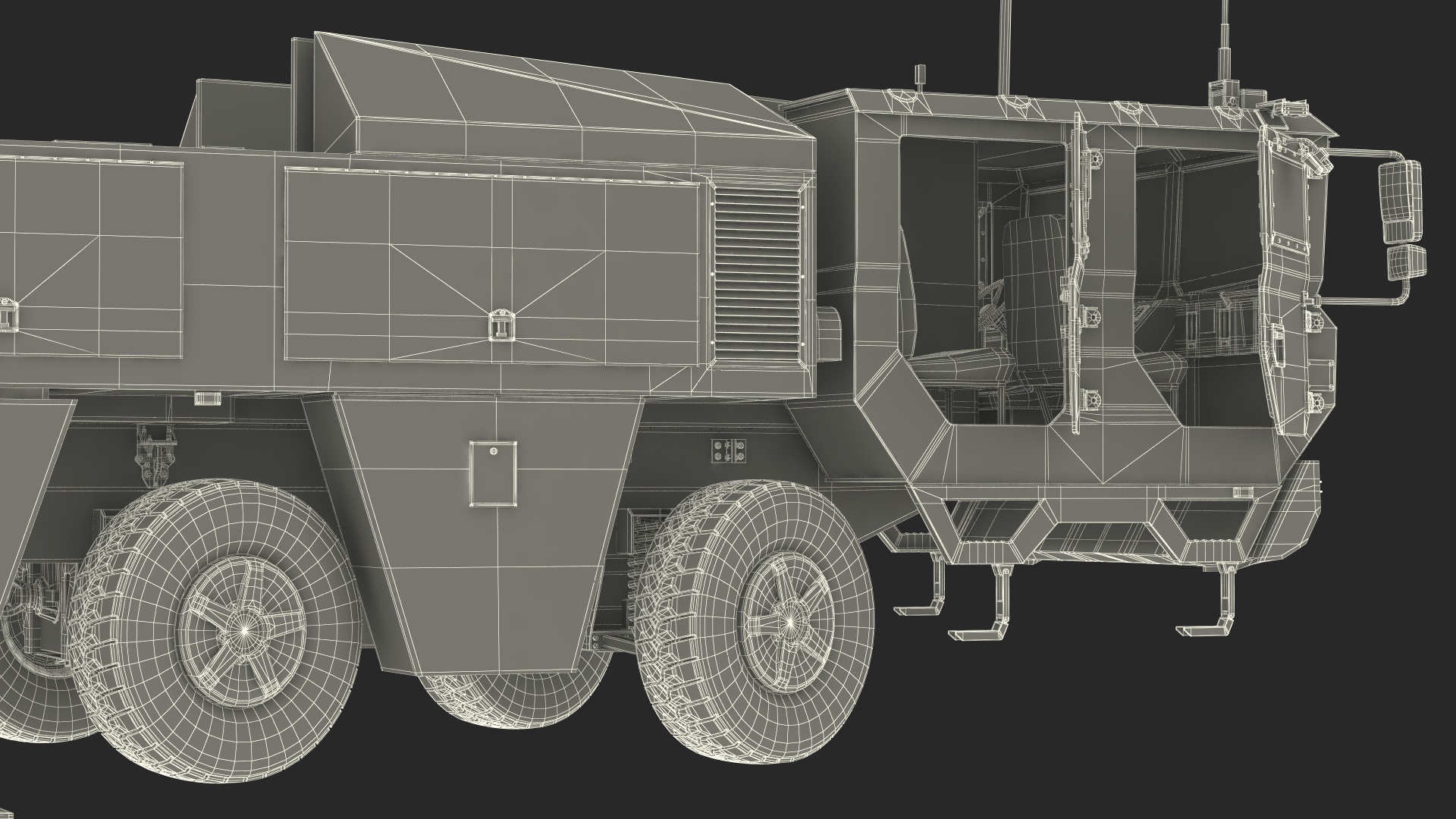 3D Atomic Missile on Road Mobile Vehicle Rigged for Cinema 4D model