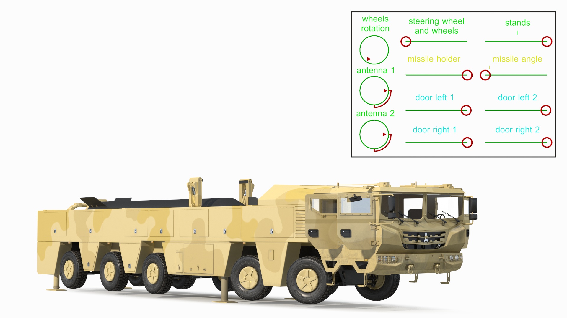 3D Atomic Missile on Road Mobile Vehicle Rigged for Cinema 4D model