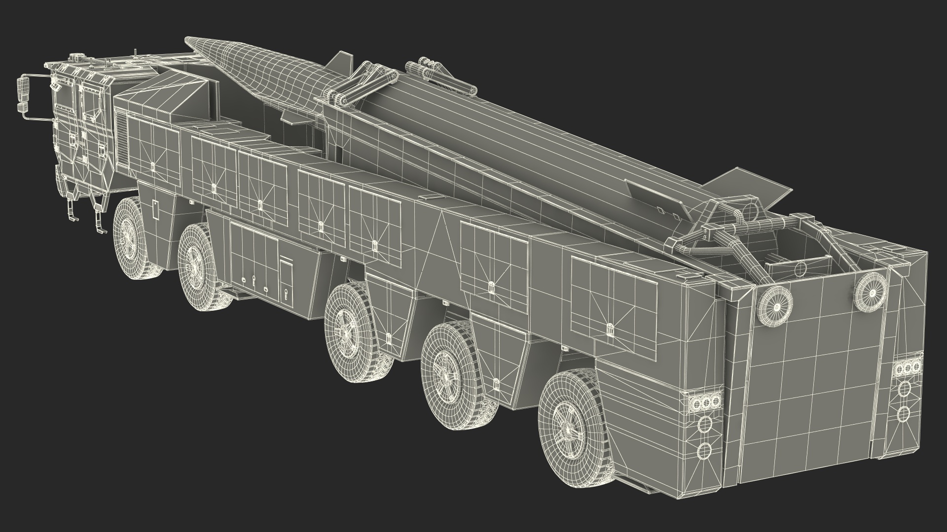 3D Atomic Missile on Road Mobile Vehicle Rigged for Cinema 4D model