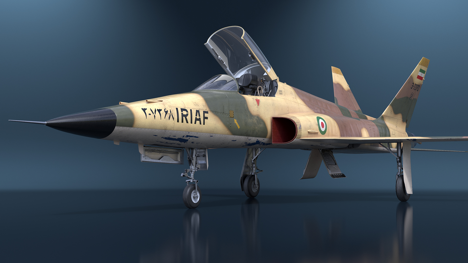 Iranian Aircraft HESA Saeqeh without Arm Rigged 3D