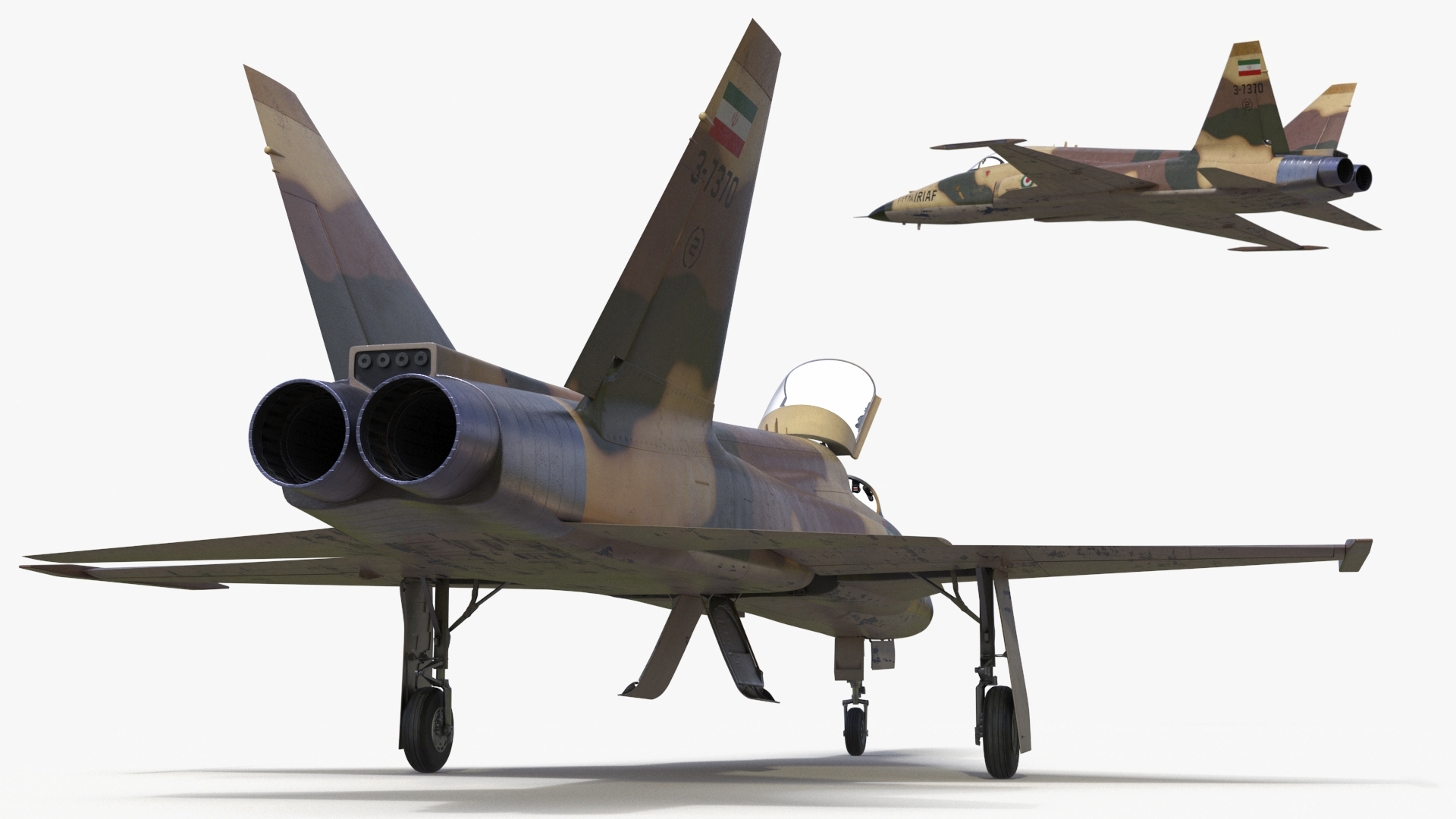 Iranian Aircraft HESA Saeqeh without Arm Rigged 3D