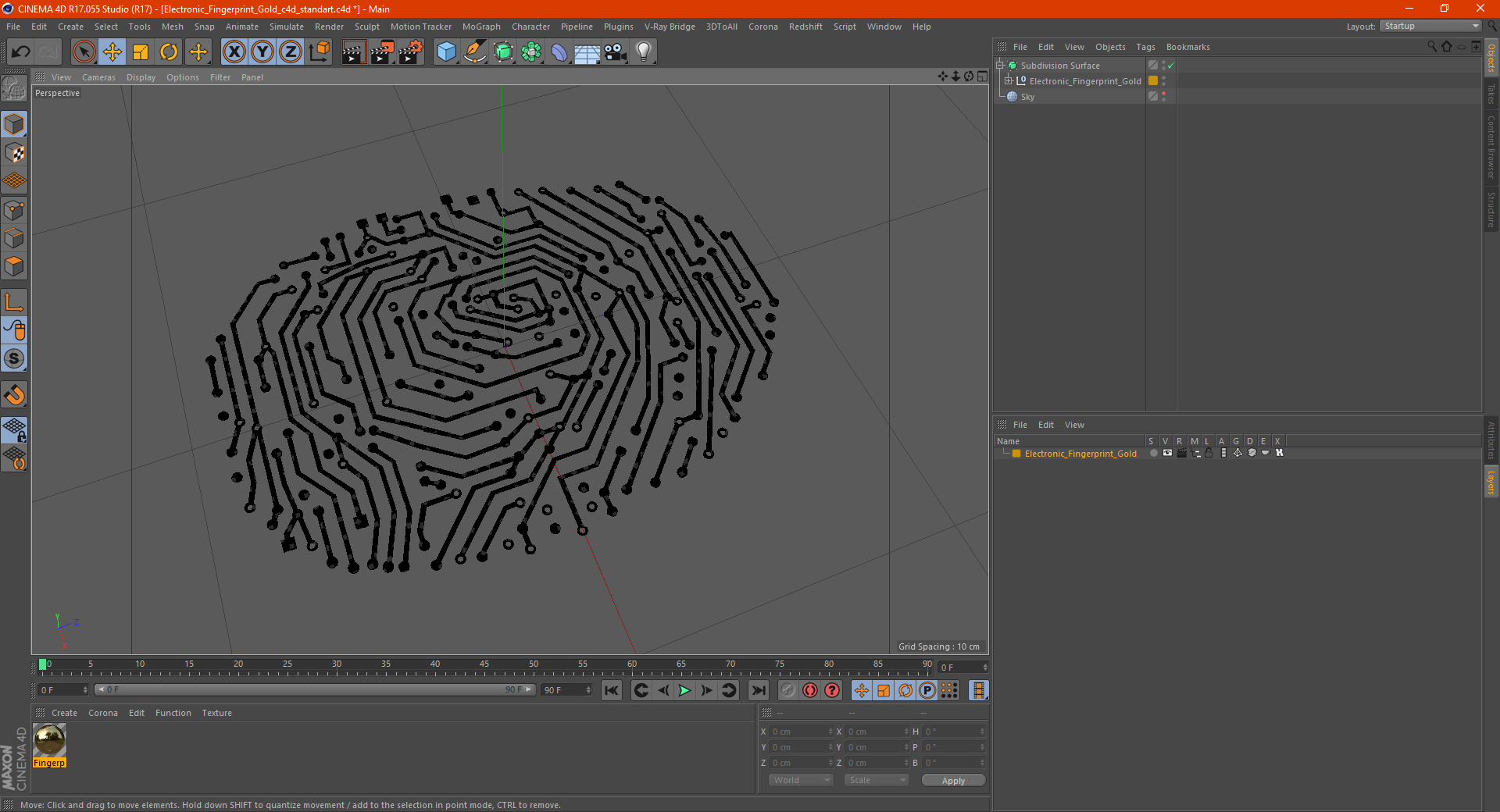 Electronic Fingerprint Gold 3D