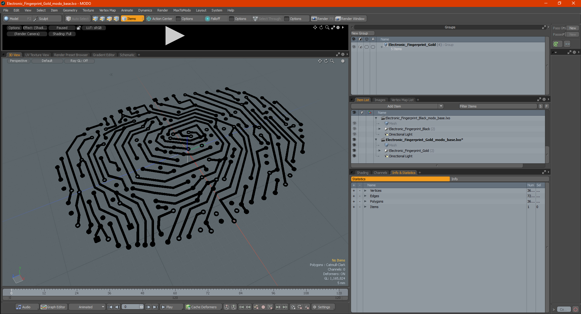 Electronic Fingerprint Gold 3D