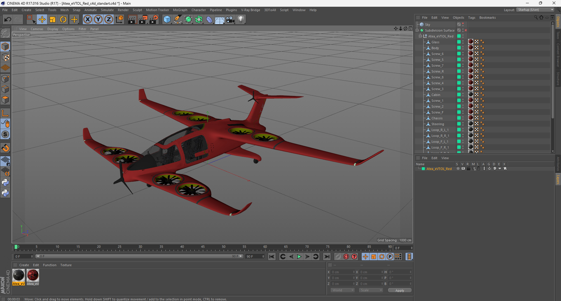 Atea eVTOL Red 3D model