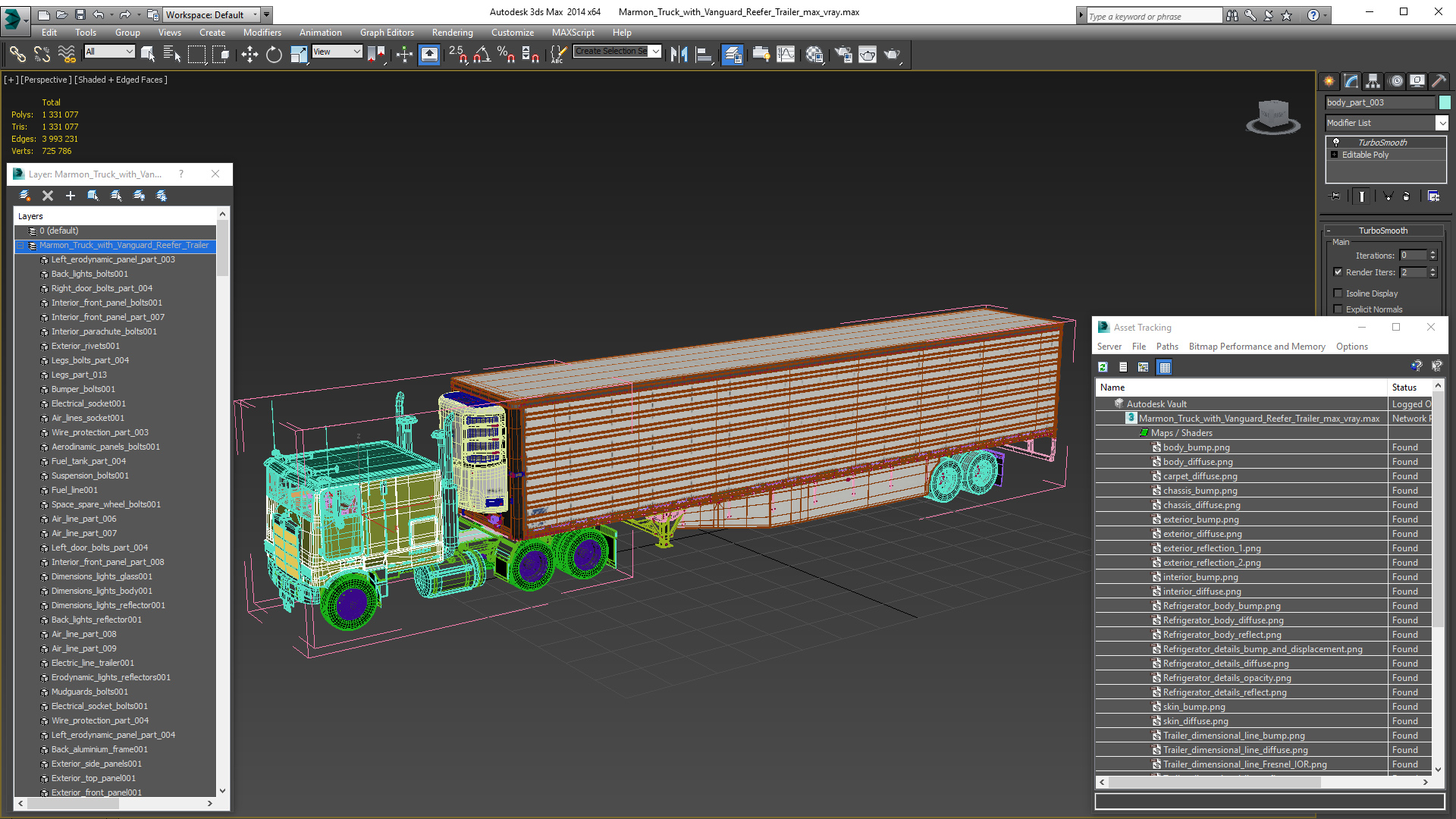 3D Marmon Truck with Vanguard Reefer Trailer