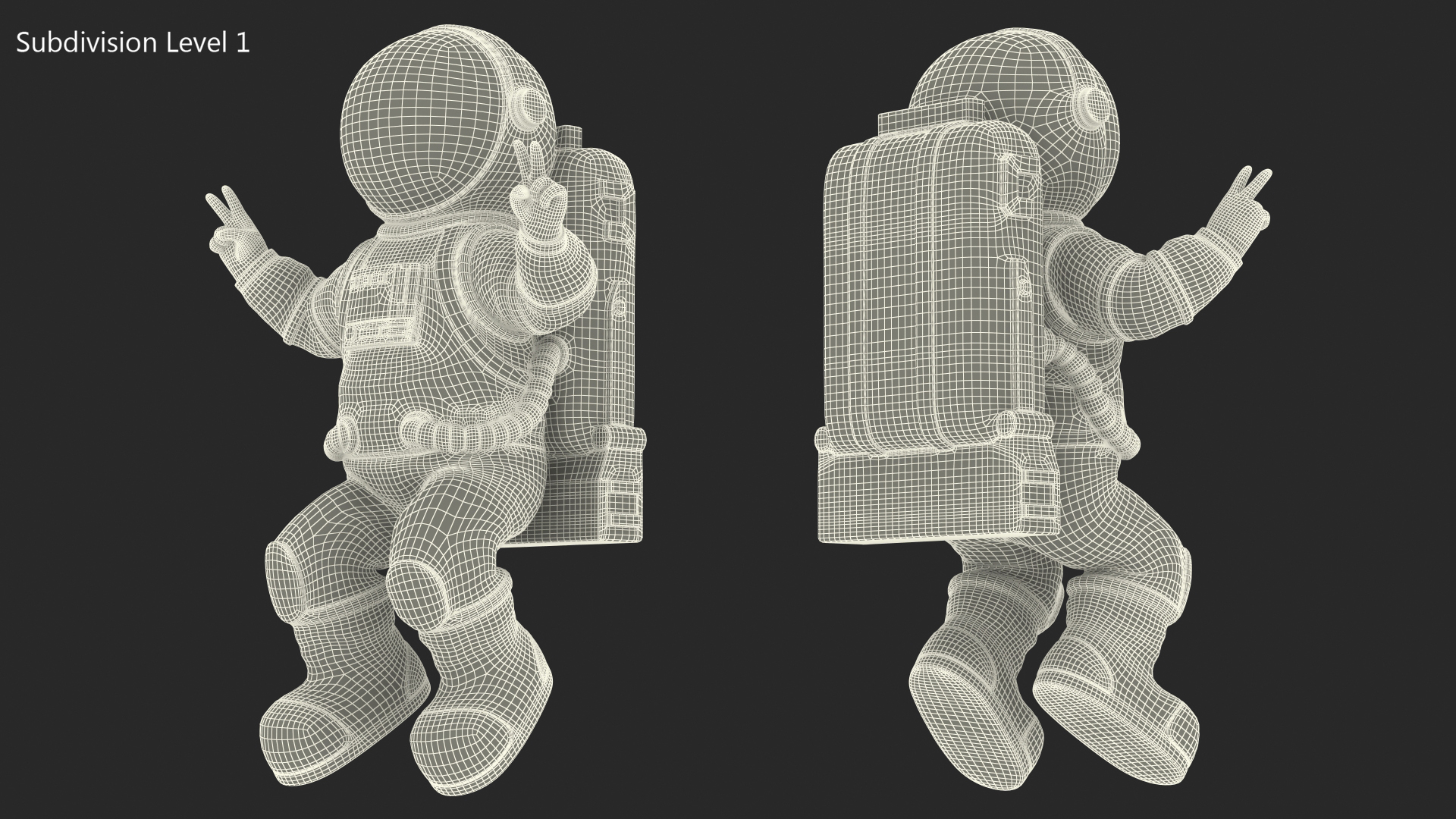 Astronaut Toy Character White Victory Sign 3D