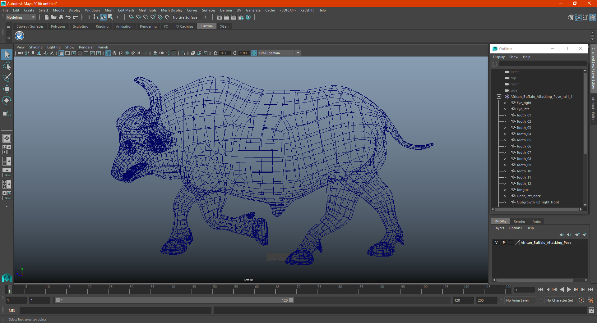 3D model African Buffalo Attacking Pose