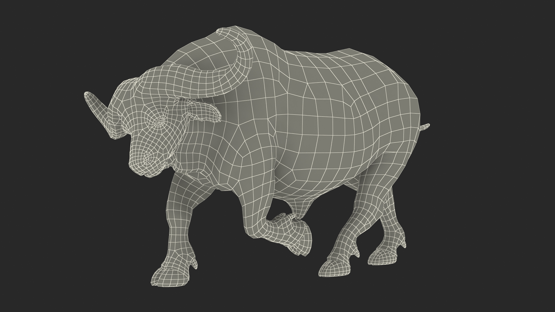 3D model African Buffalo Attacking Pose