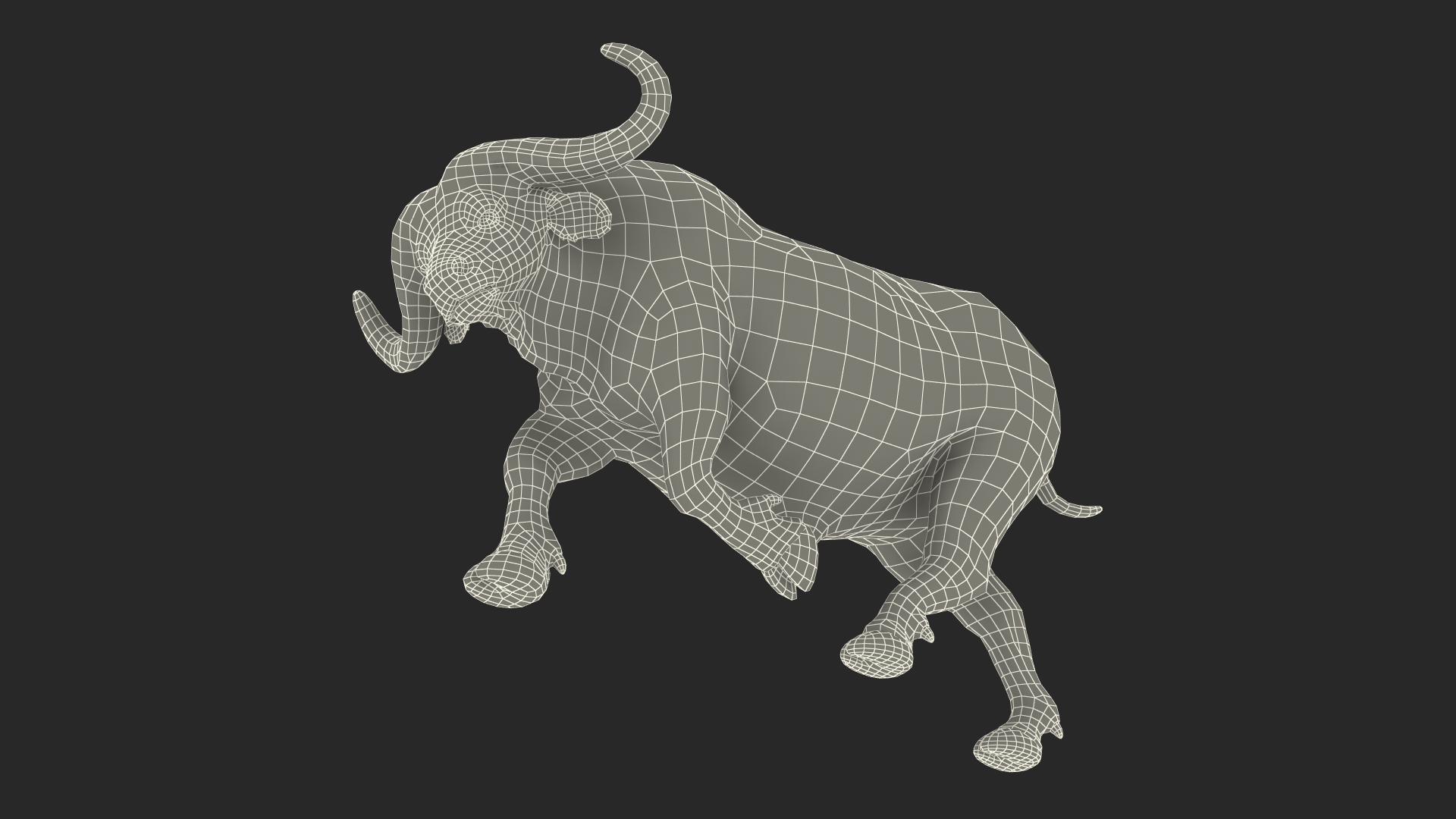 3D model African Buffalo Attacking Pose