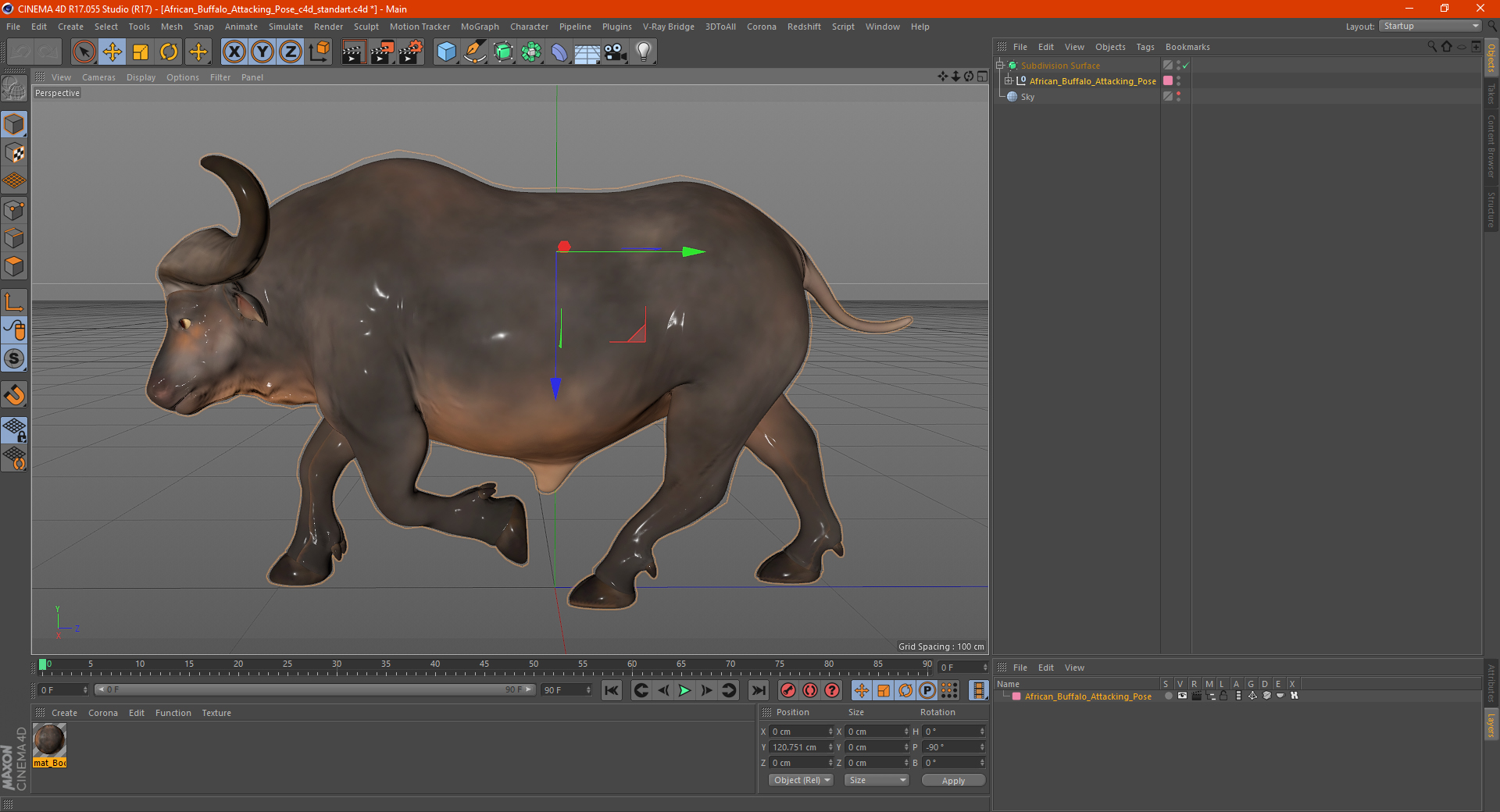 3D model African Buffalo Attacking Pose