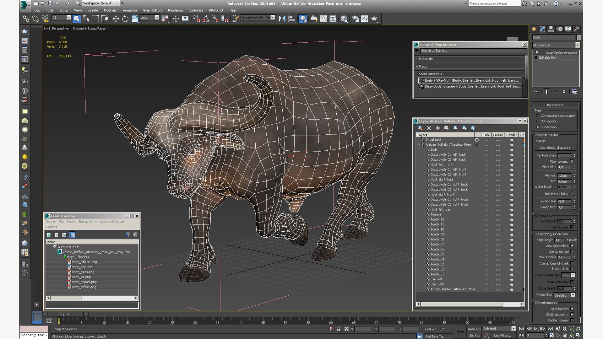 3D model African Buffalo Attacking Pose