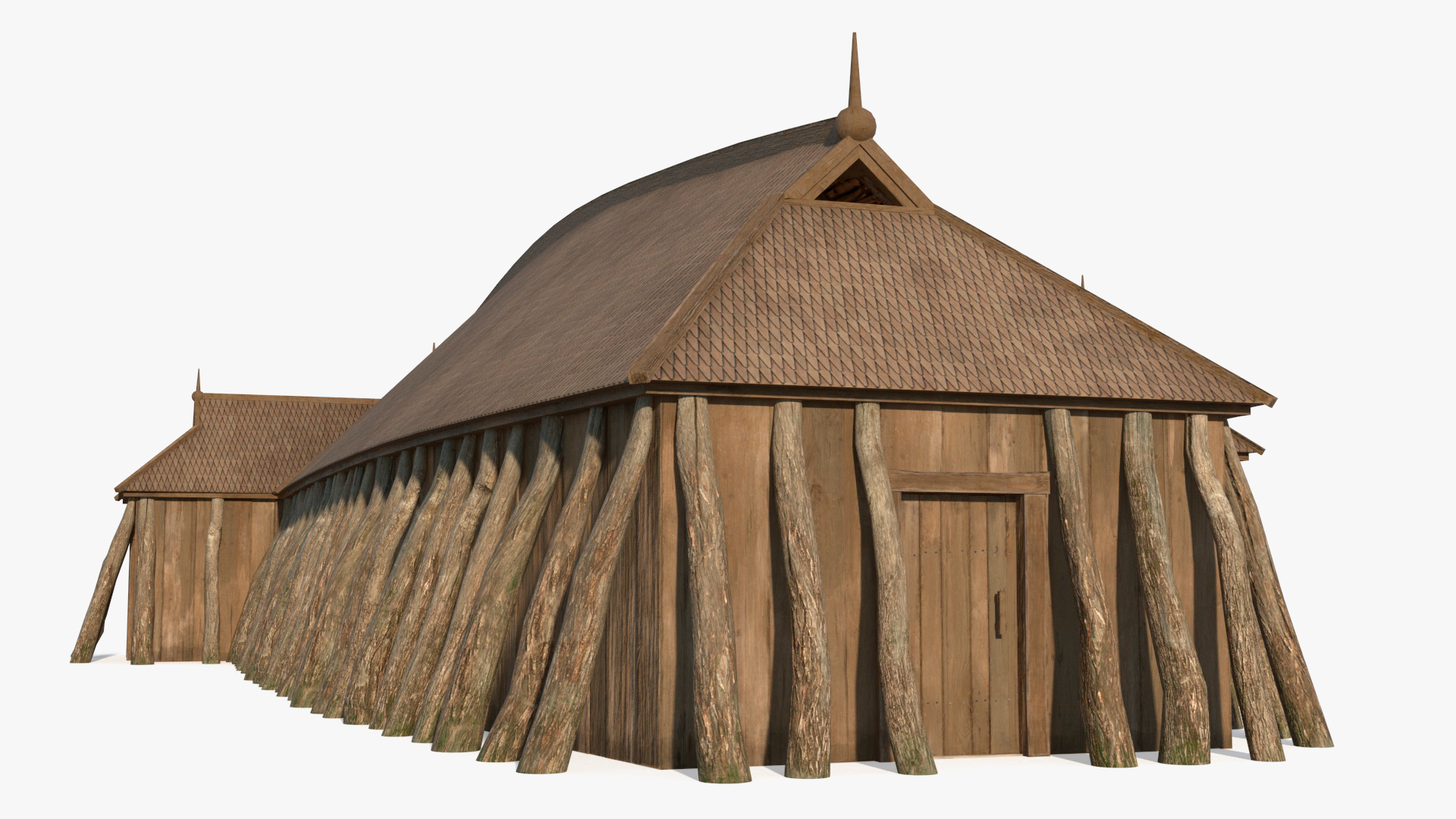 Long Vikings House Simple Interior 3D model