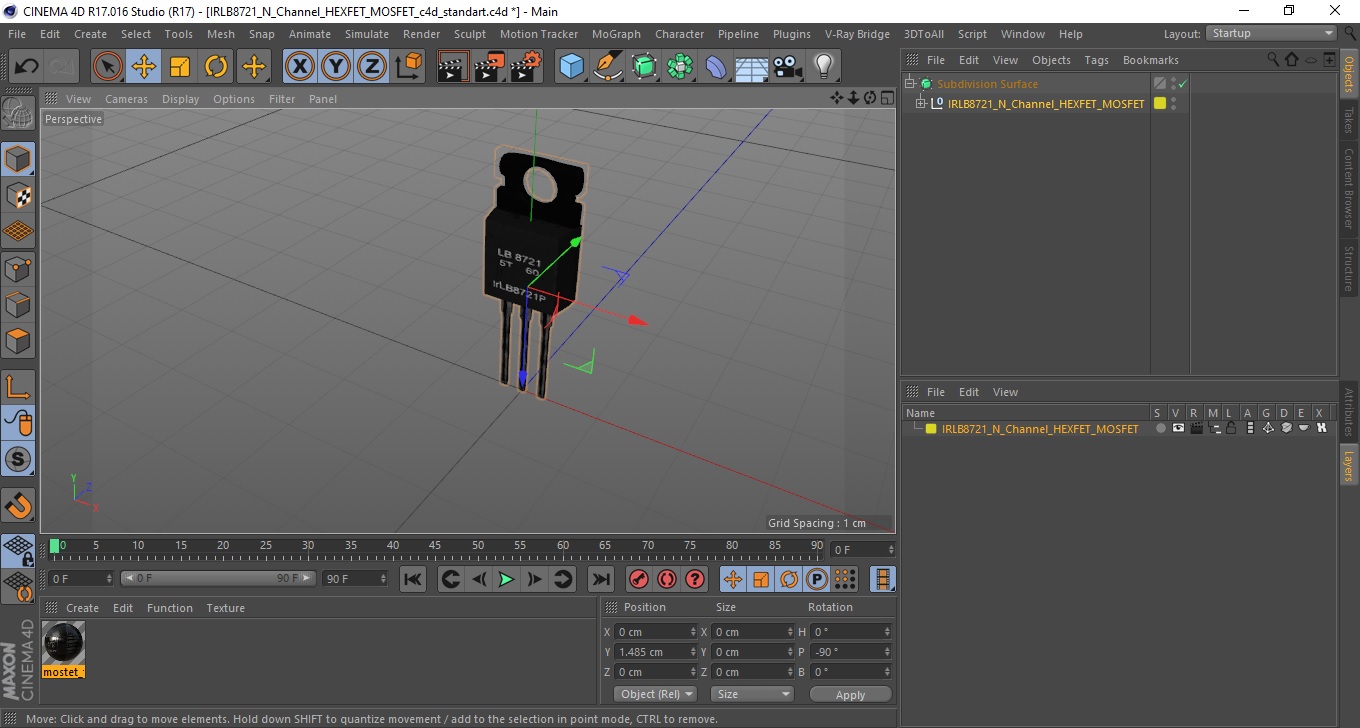 IRLB8721 N Channel HEXFET MOSFET 3D