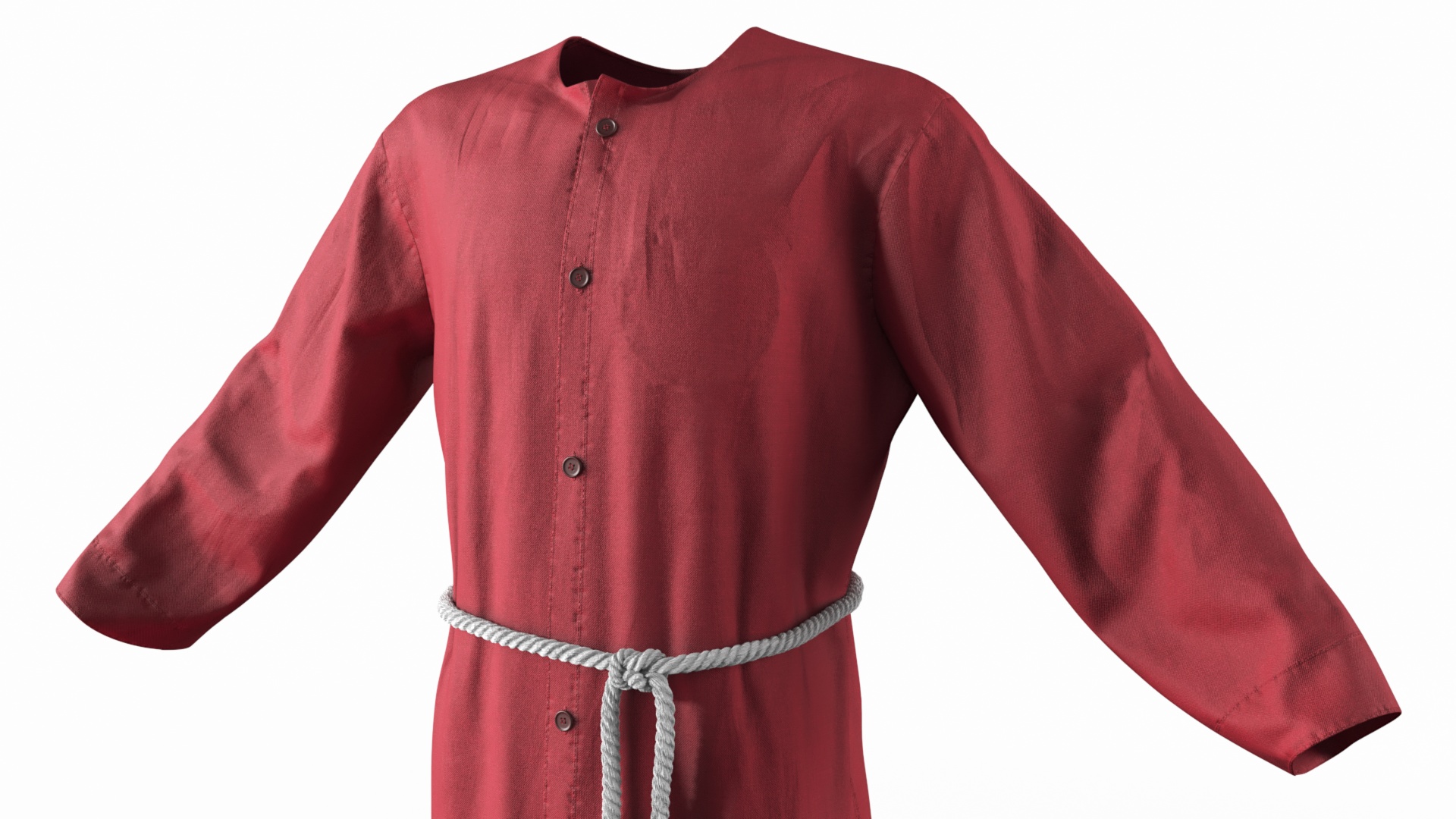 3D Red Long Robe with Belt model