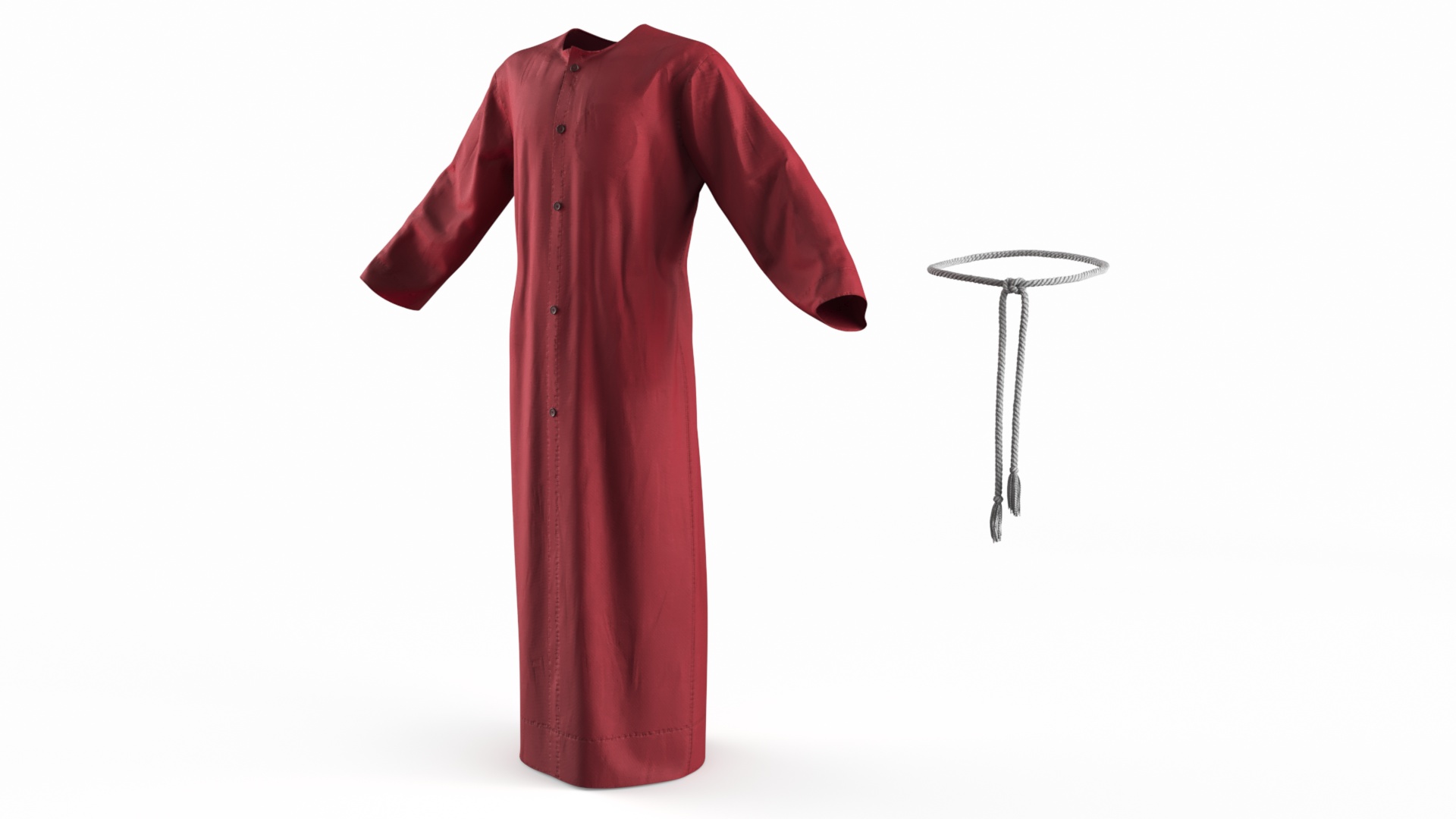 3D Red Long Robe with Belt model