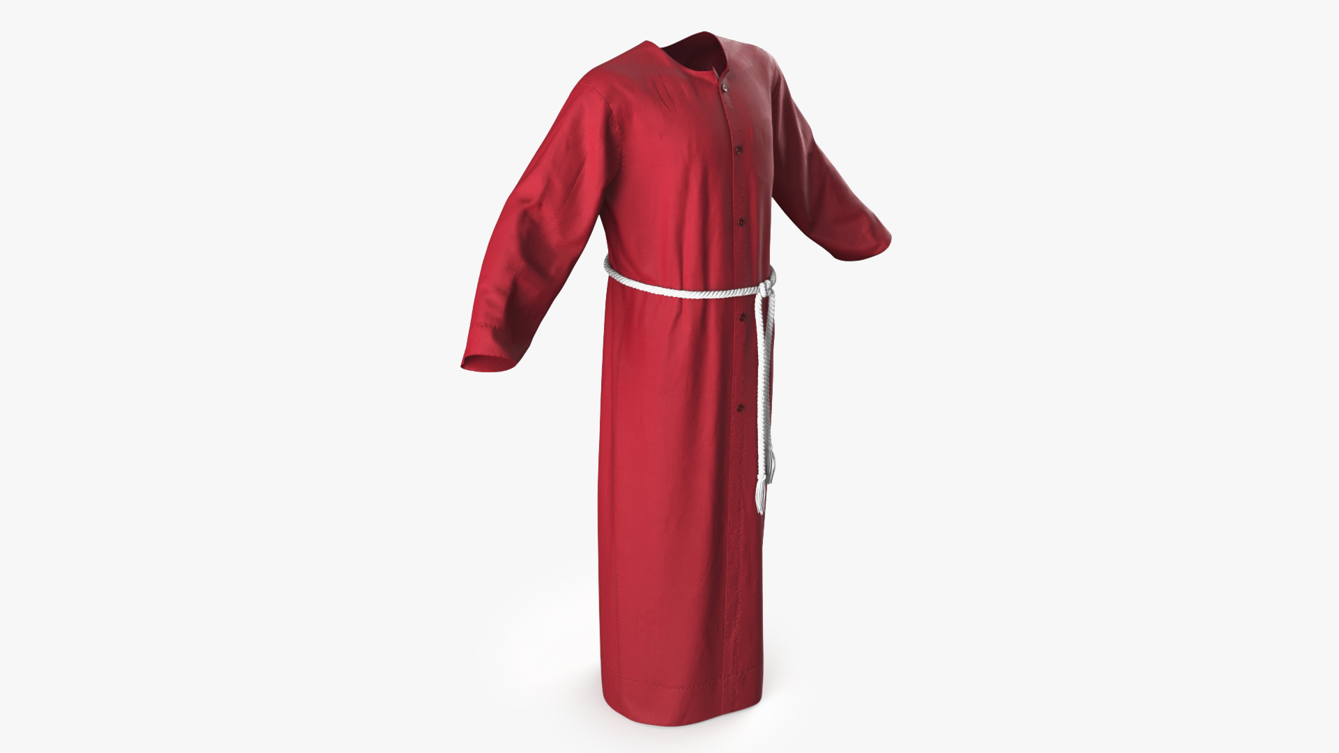 3D Red Long Robe with Belt model