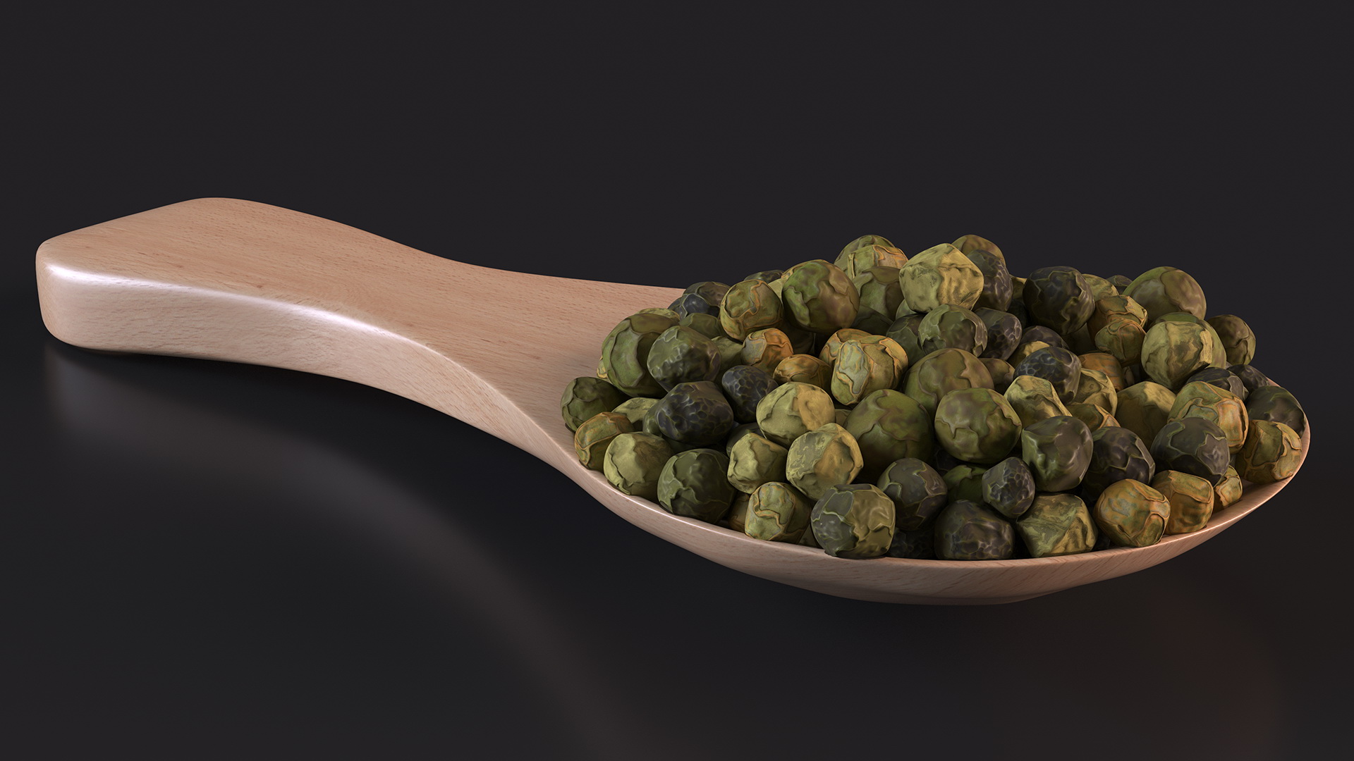 Spoon of Dried Green Peppercorns 3D