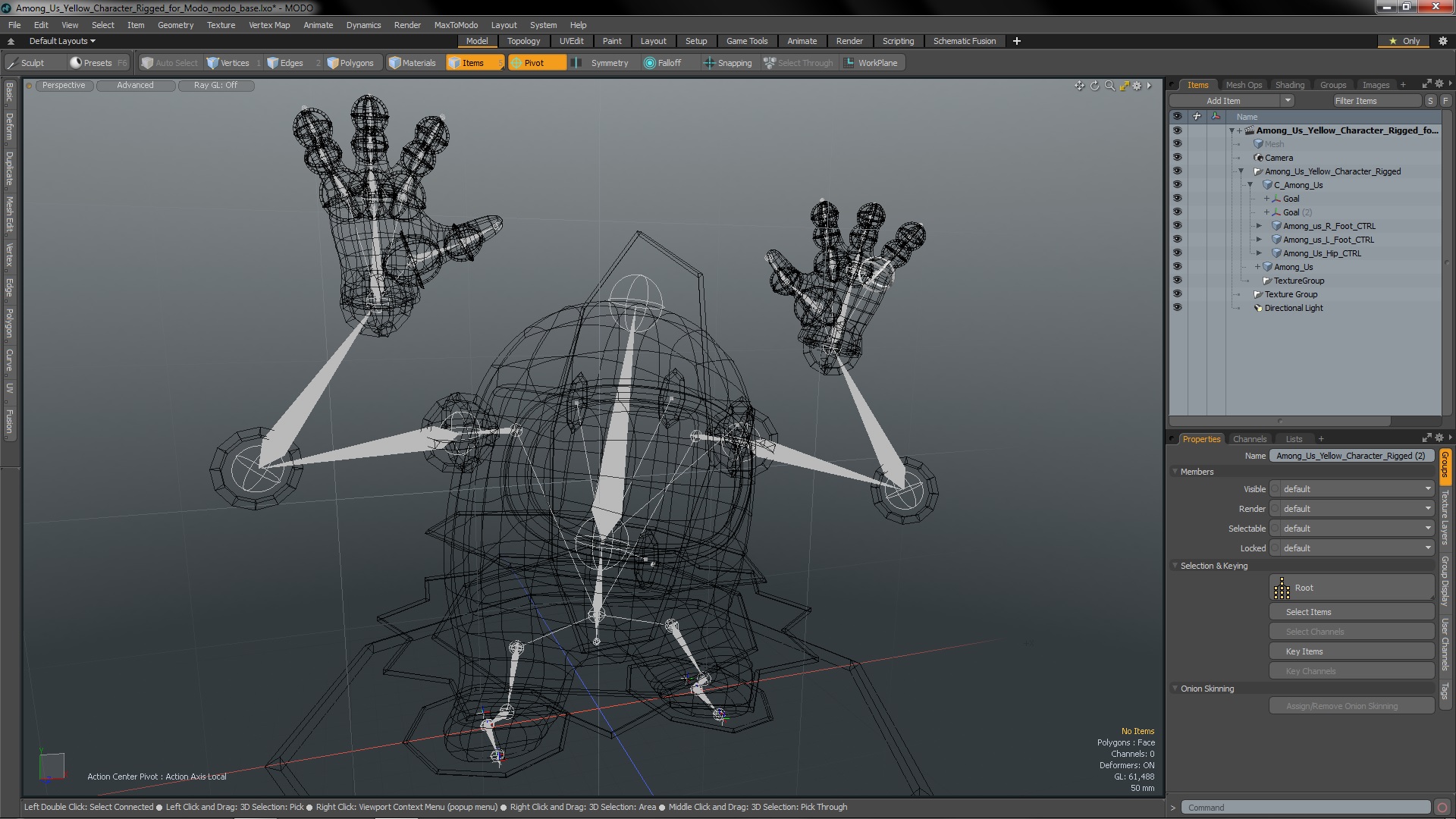 3D Among Us Yellow Character Rigged for Modo