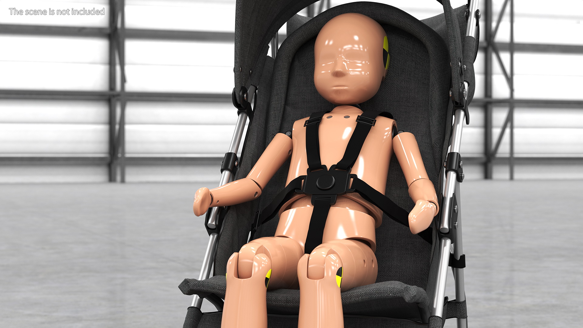 3D model Baby Stroller with Child Crash Test