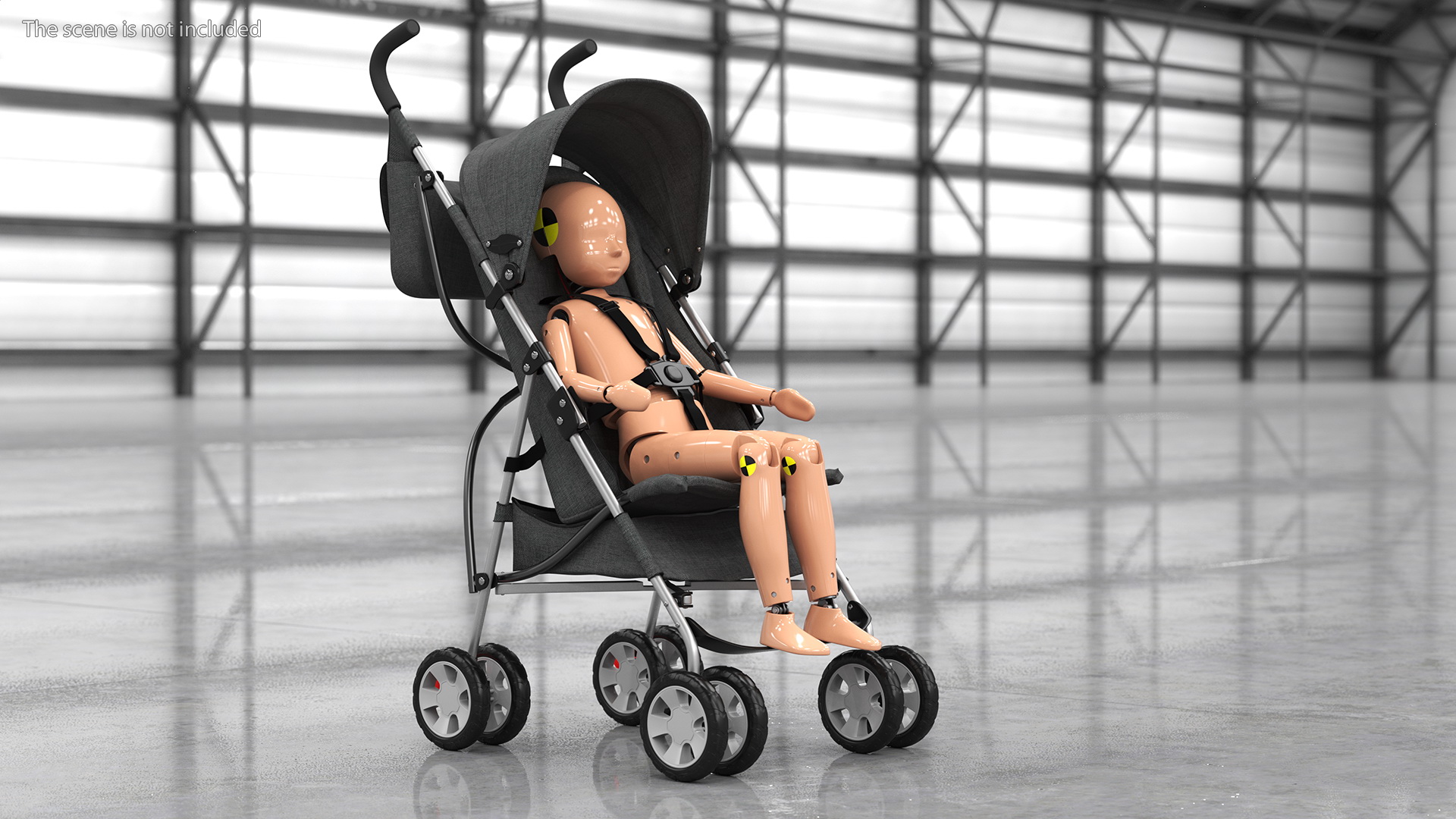 3D model Baby Stroller with Child Crash Test