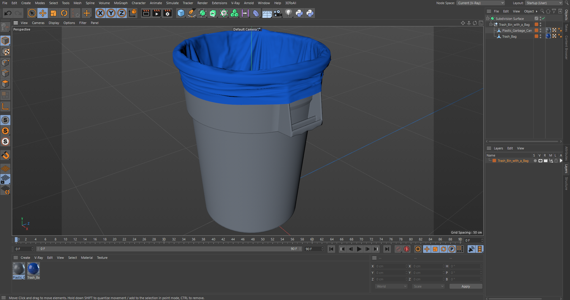 3D model Trash Bin with a Bag