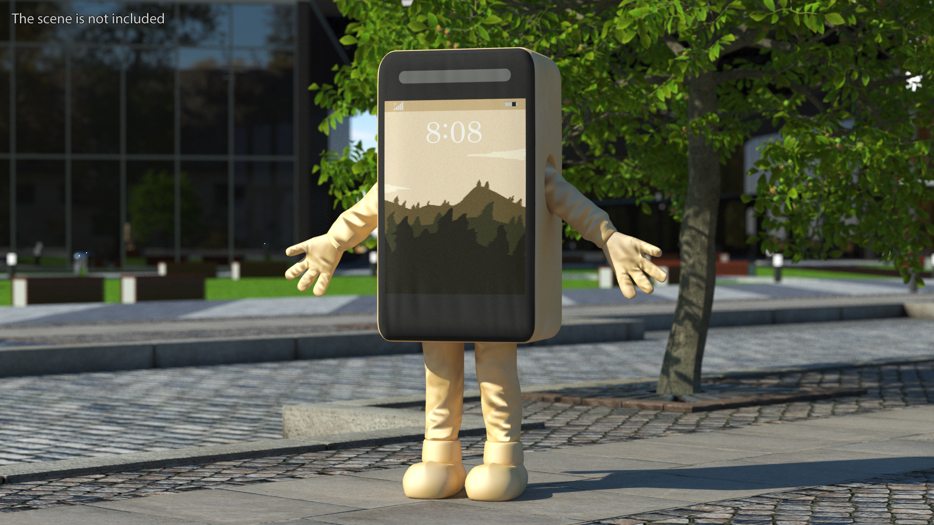 3D Phone Costume Character Golden Rigged for Cinema 4D