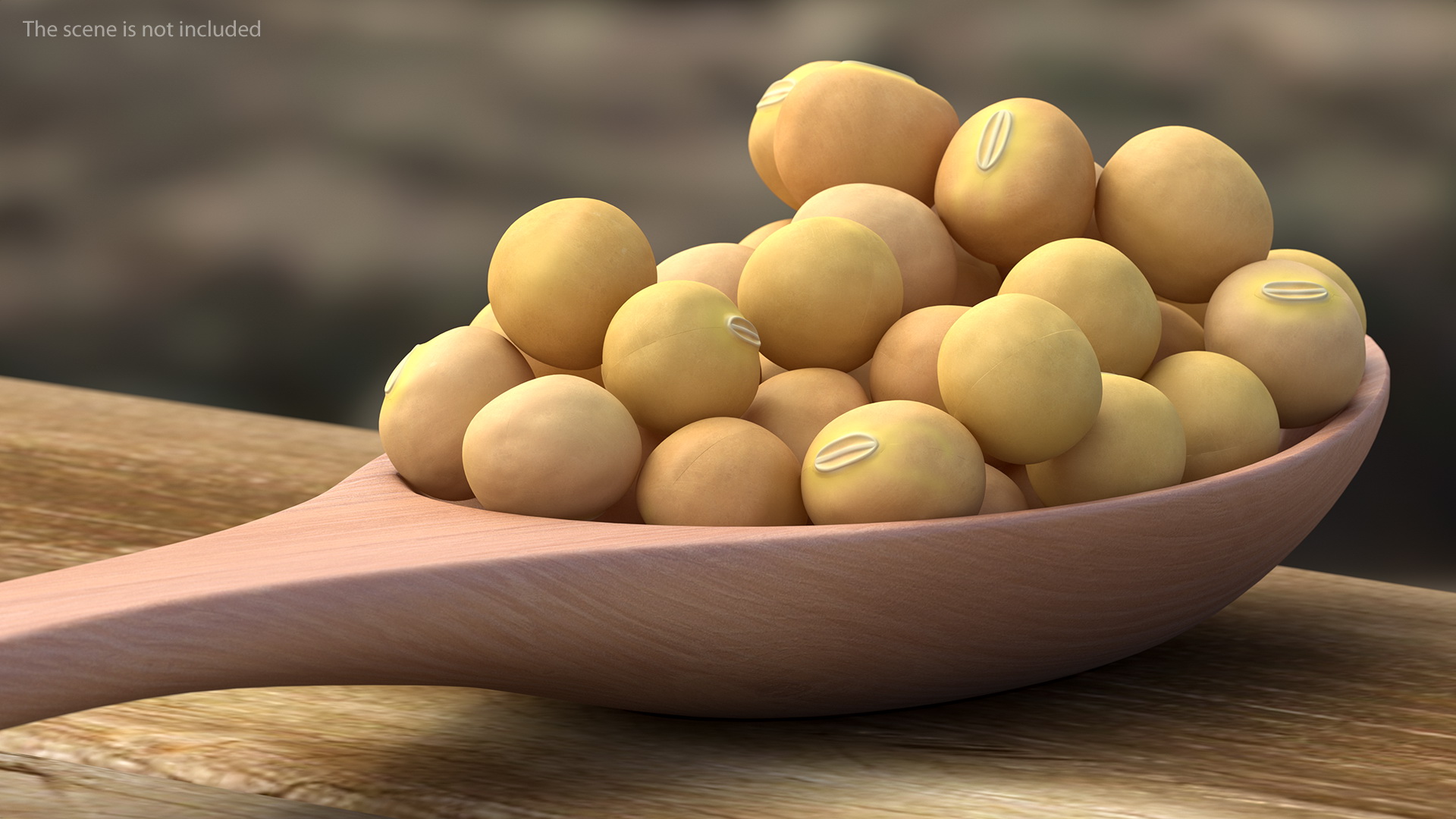 3D model Soy Beans in Wooden Spoon