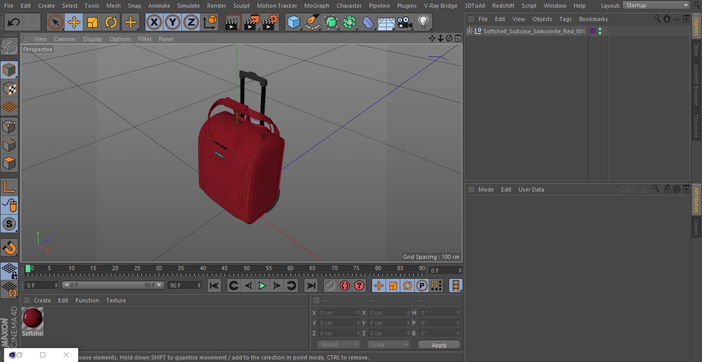 Softshell Suitcase Samsonite Red 3D