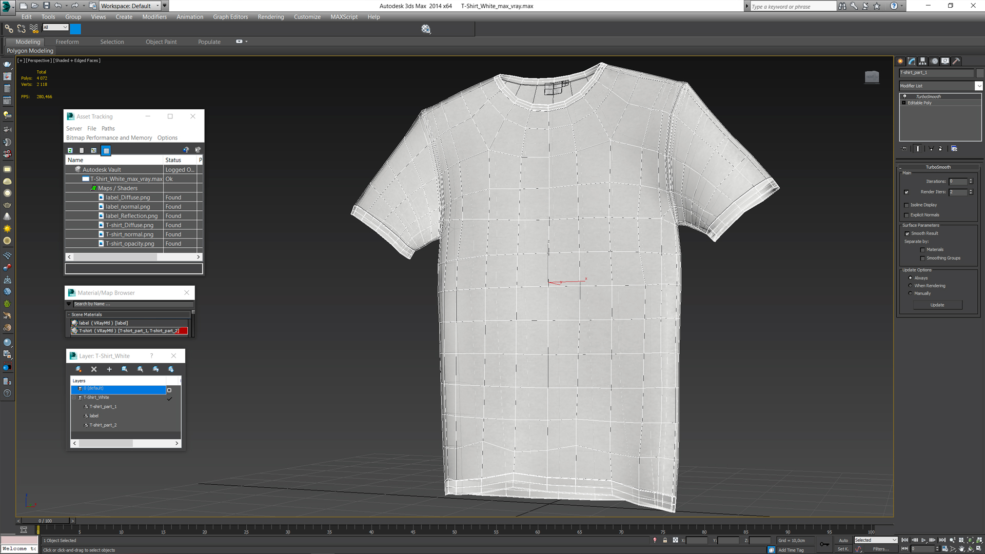 3D T-Shirt White model