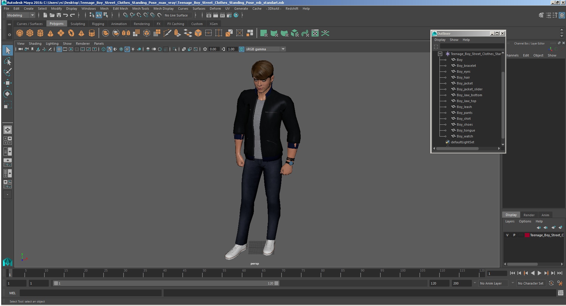 3D model Teenage Boy Street Clothes Standing Pose