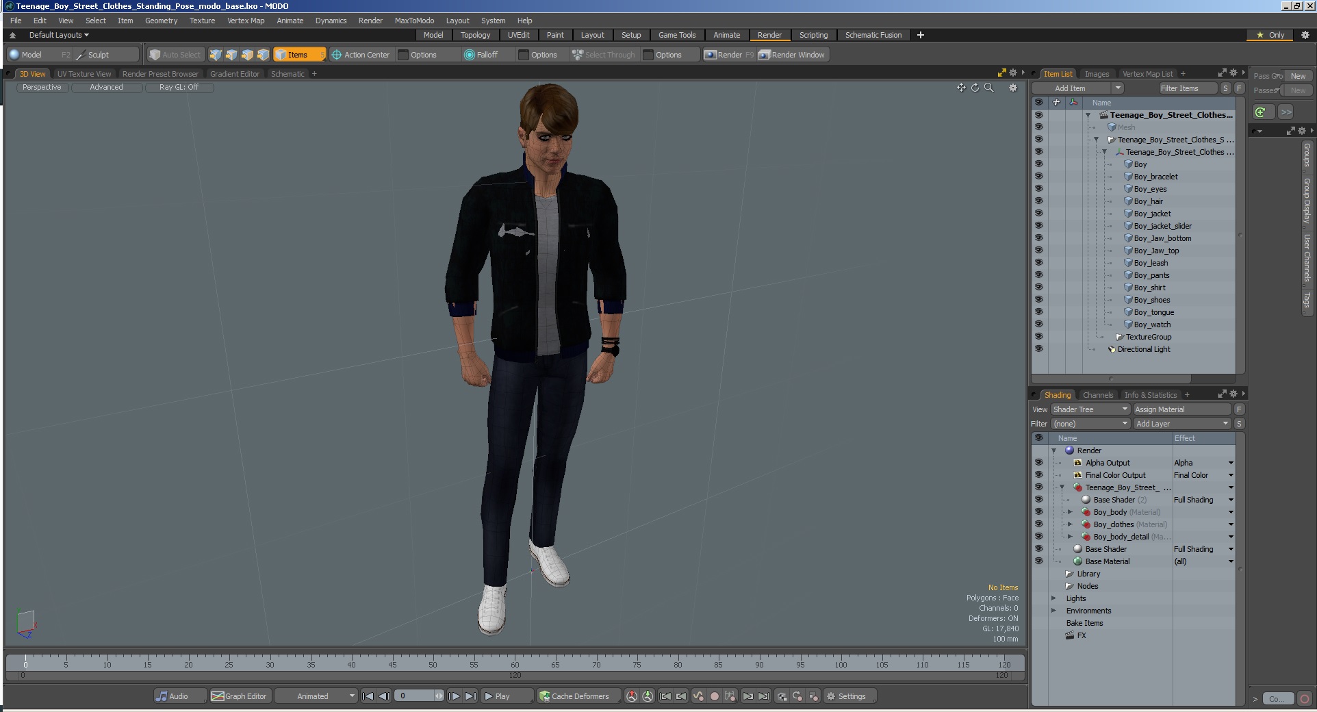 3D model Teenage Boy Street Clothes Standing Pose