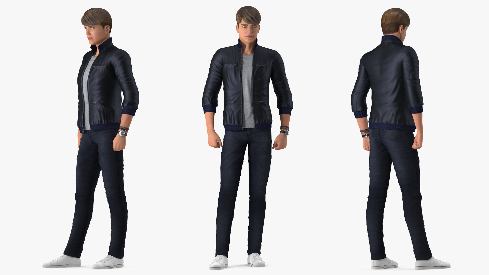 3D model Teenage Boy Street Clothes Standing Pose