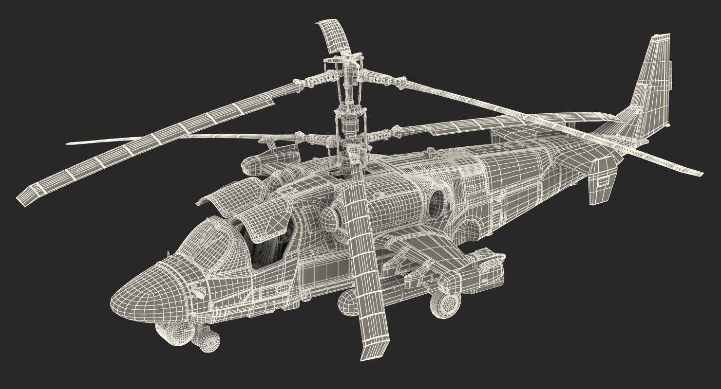 3D model Kamov KA52 Black Shark Attack Helicopter Hokum A Rigged