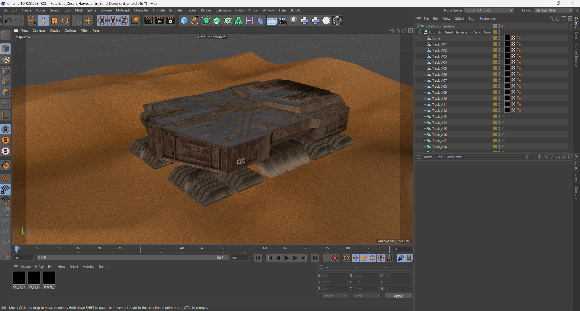 3D model Futuristic Desert Harvester in Sand Dune