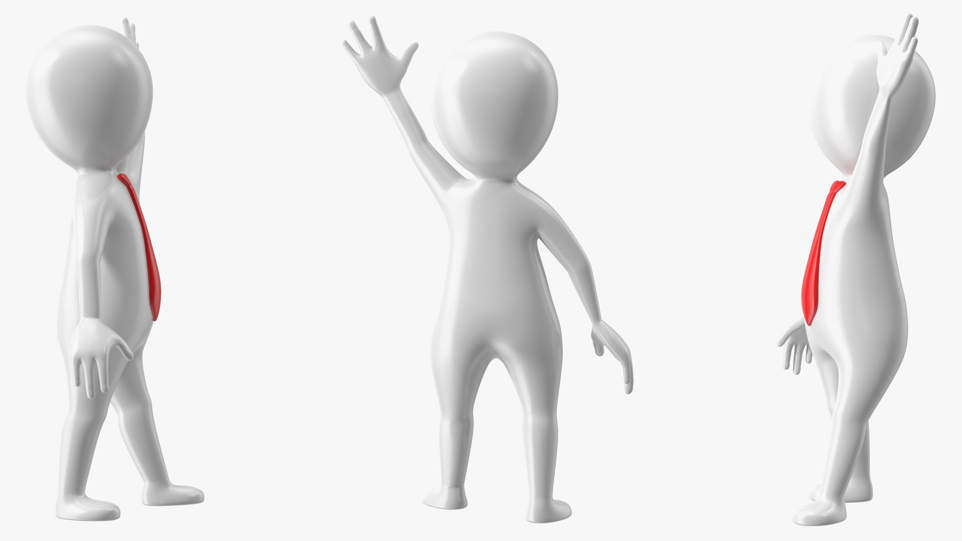 3D Waving Stickman With Red Tie model