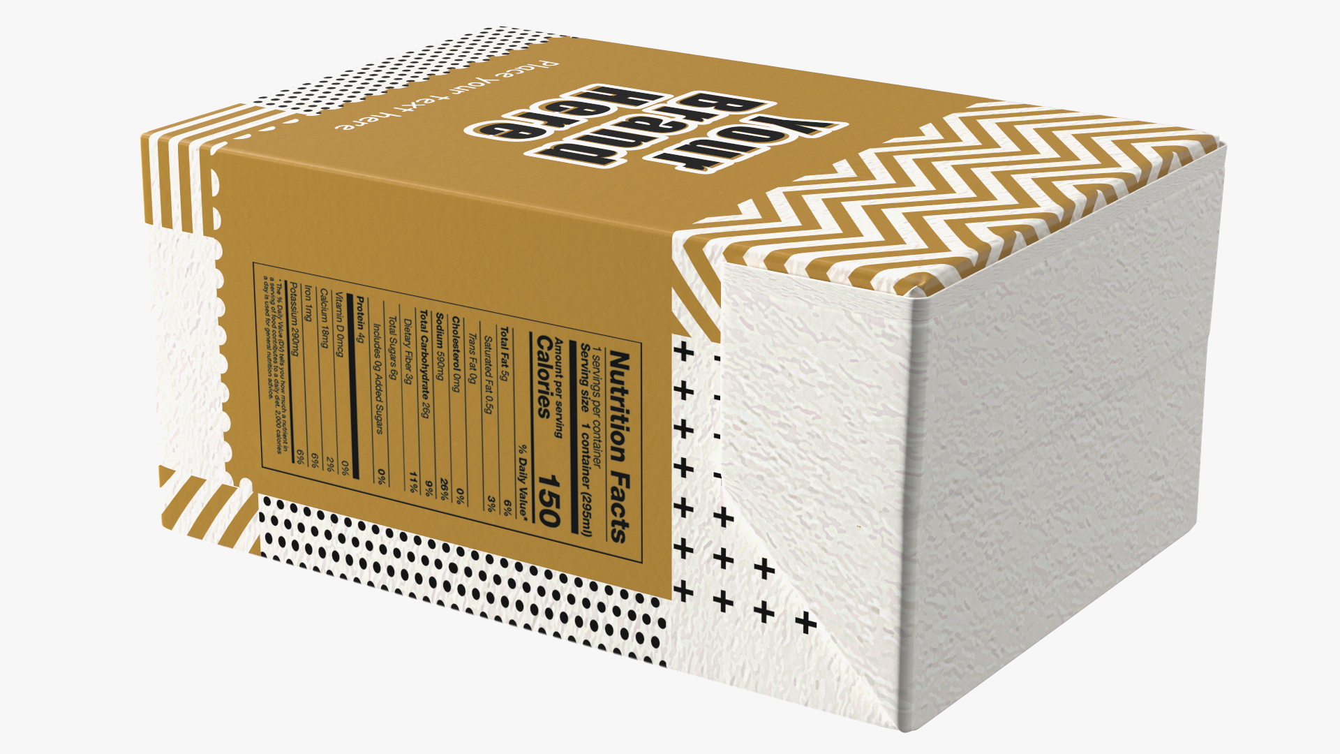 3D Rectangular Aseptic Carton Package Mockup Gold