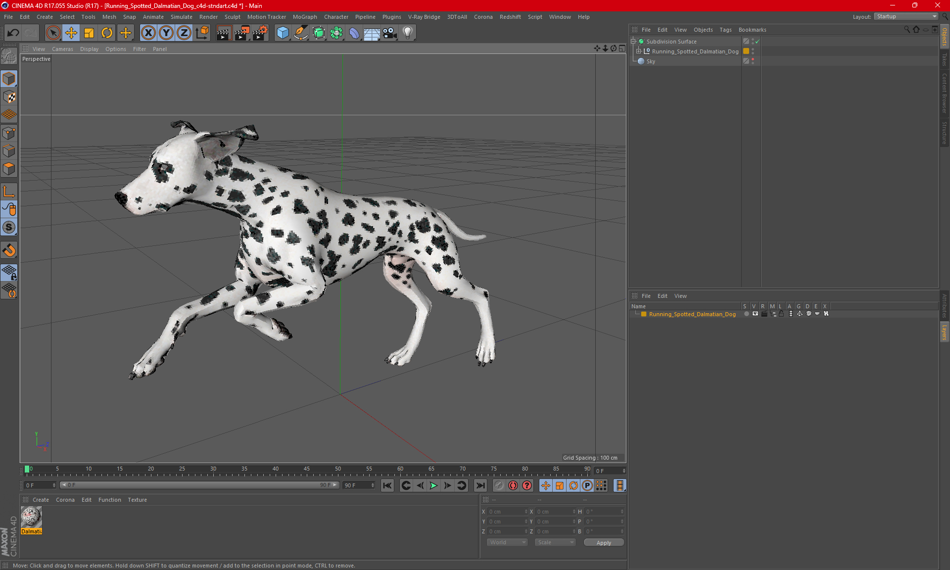 Running Spotted Dalmatian Dog 3D model