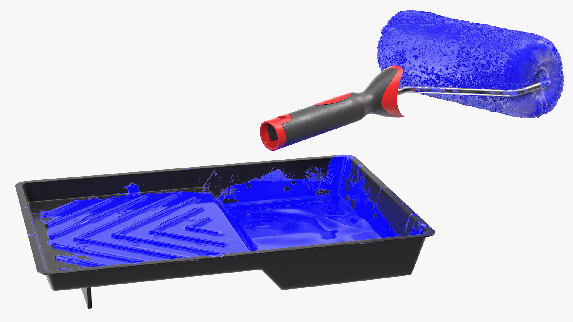 Used Paint Roller with Tray 3D