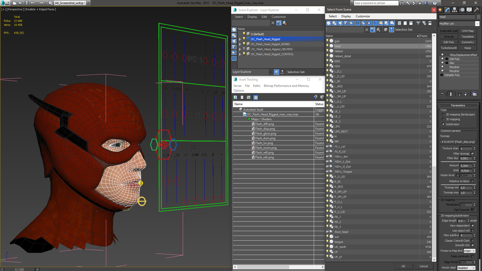 3D model DC Flash Head Rigged