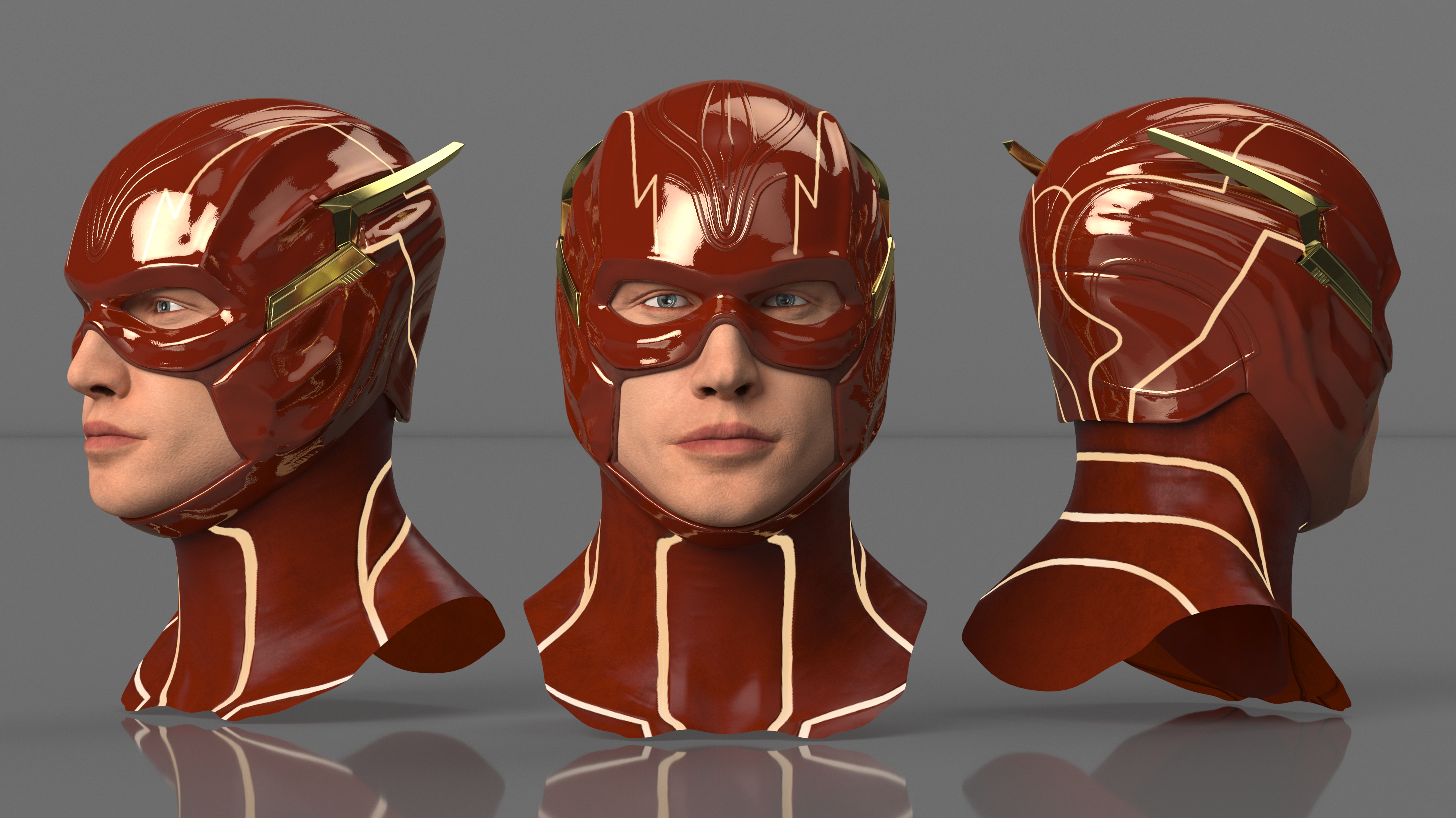 3D model DC Flash Head Rigged