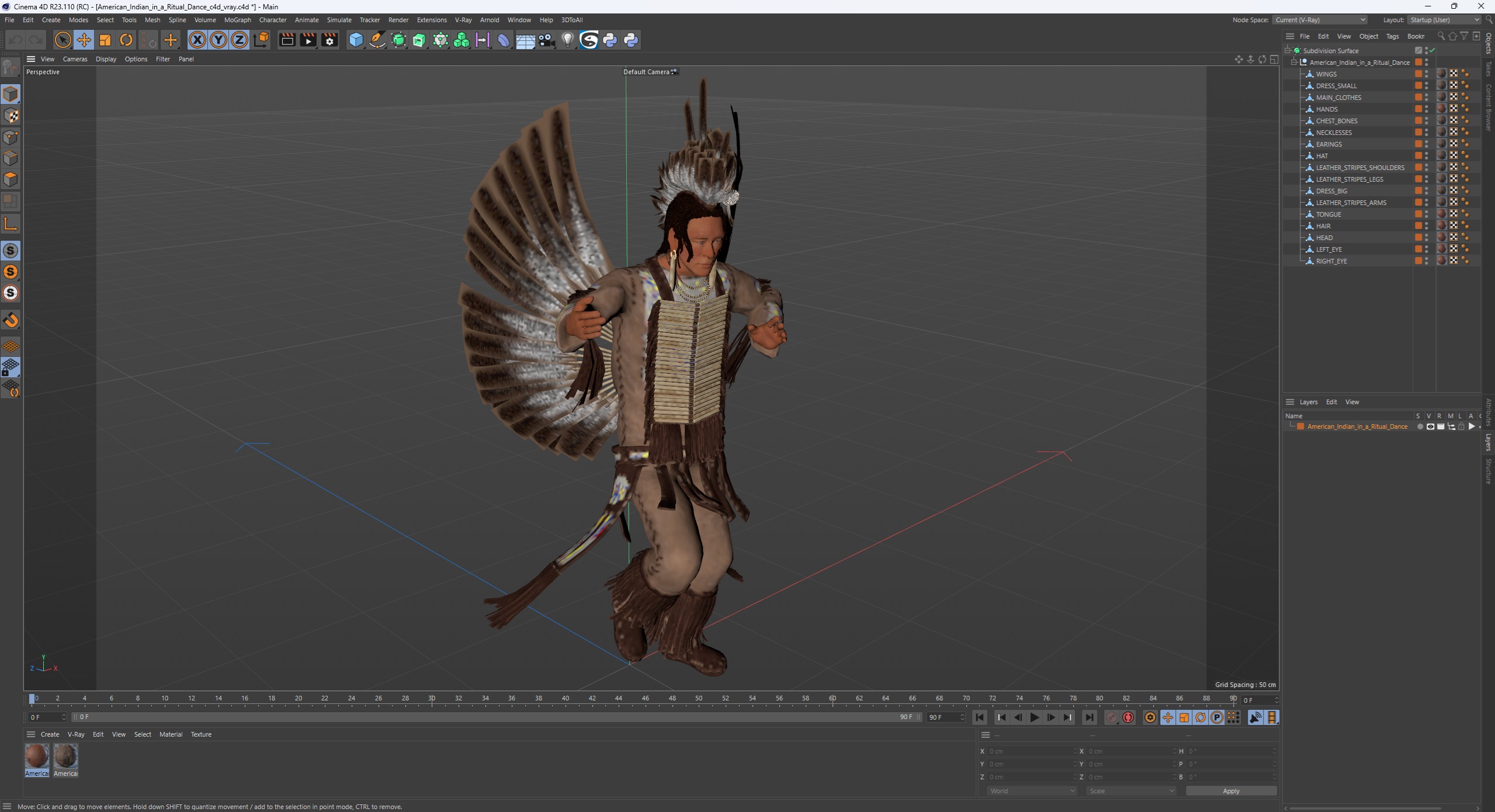 3D American Indian in a Ritual Dance model