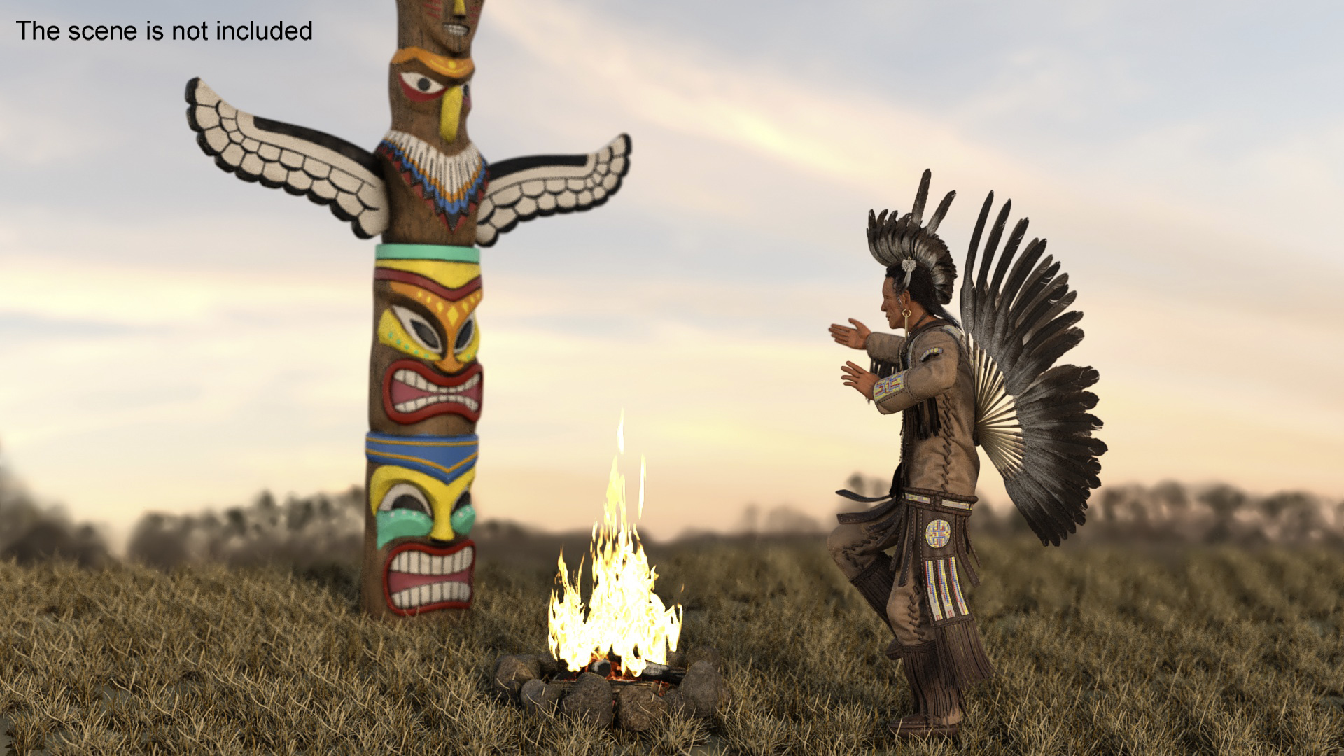 3D American Indian in a Ritual Dance model